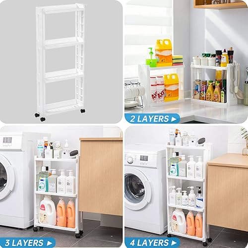 Miniatura 5 de Carrito de almacenamiento delgado con ruedas de 4 niveles