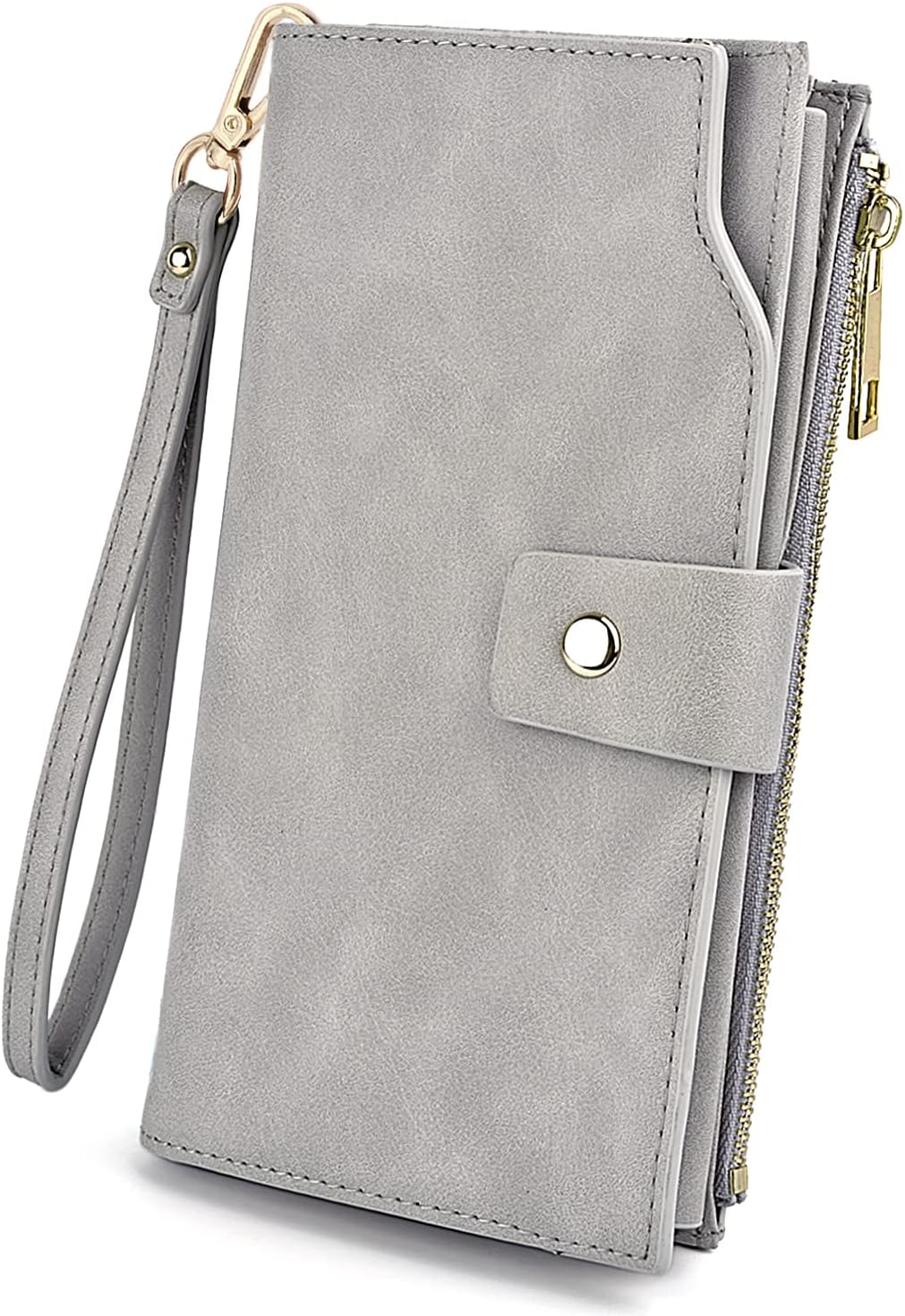 UTO Wallet Women Vegan Leather Wristlet Snap Long Purse Credit Card Holder Elegant Clutch - Image 8