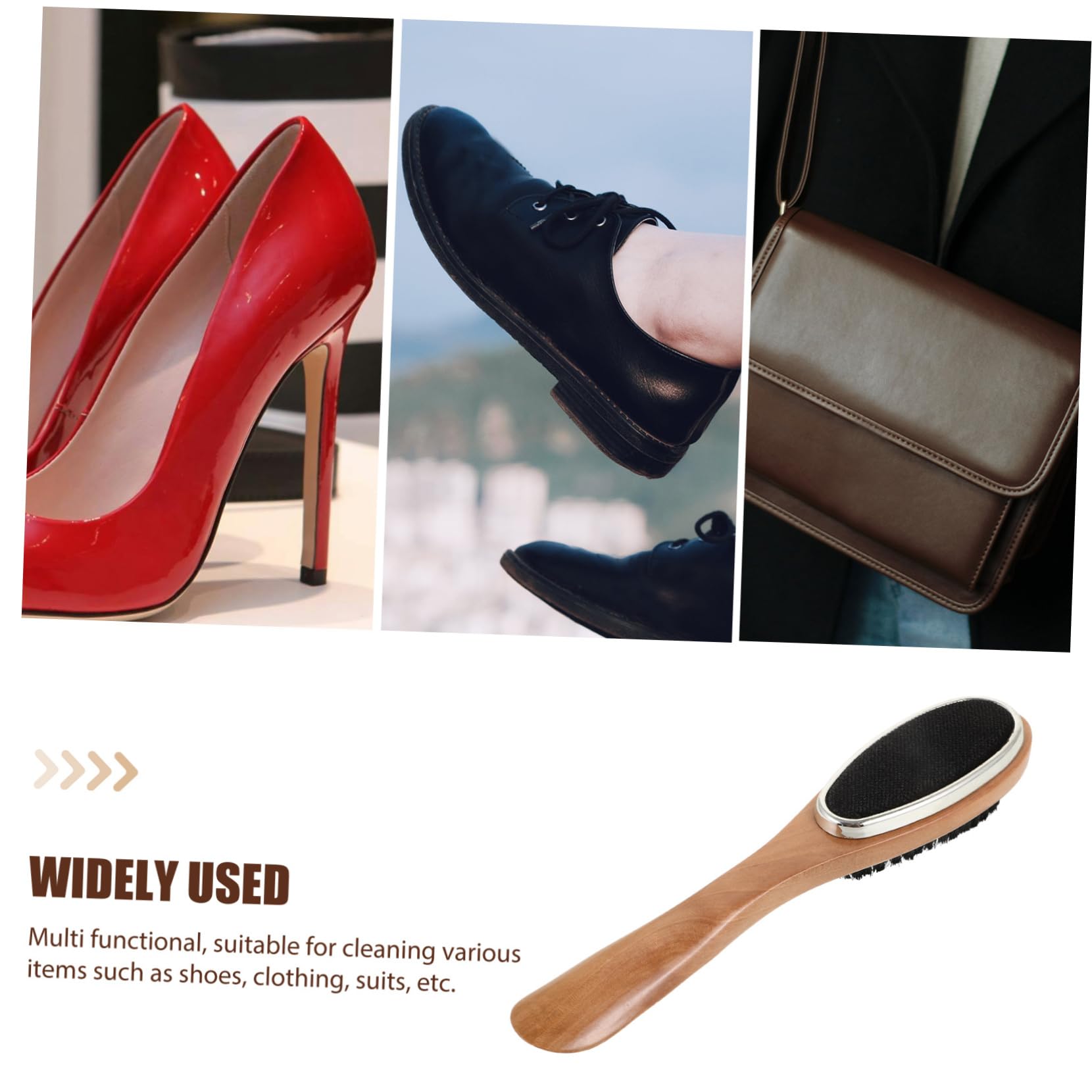 VALICLUD 5pezzi Spazzola Per Lucidatura Scarpe Legno Dual-side Con Setole Di Cinghiale Strumento Di Pulizia Versatile Per Scarpe e Stivali Colore Naturale