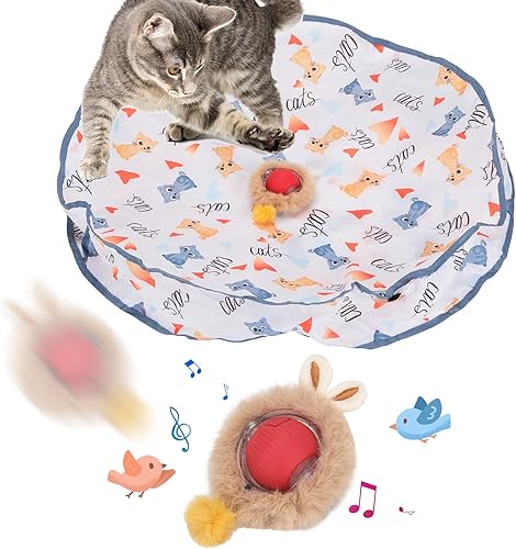 Pelota de juguete interactiva para gatos, rodante rápido, juguetes automáticos para gatos activados por movimiento, sonido de pájaro simulado,