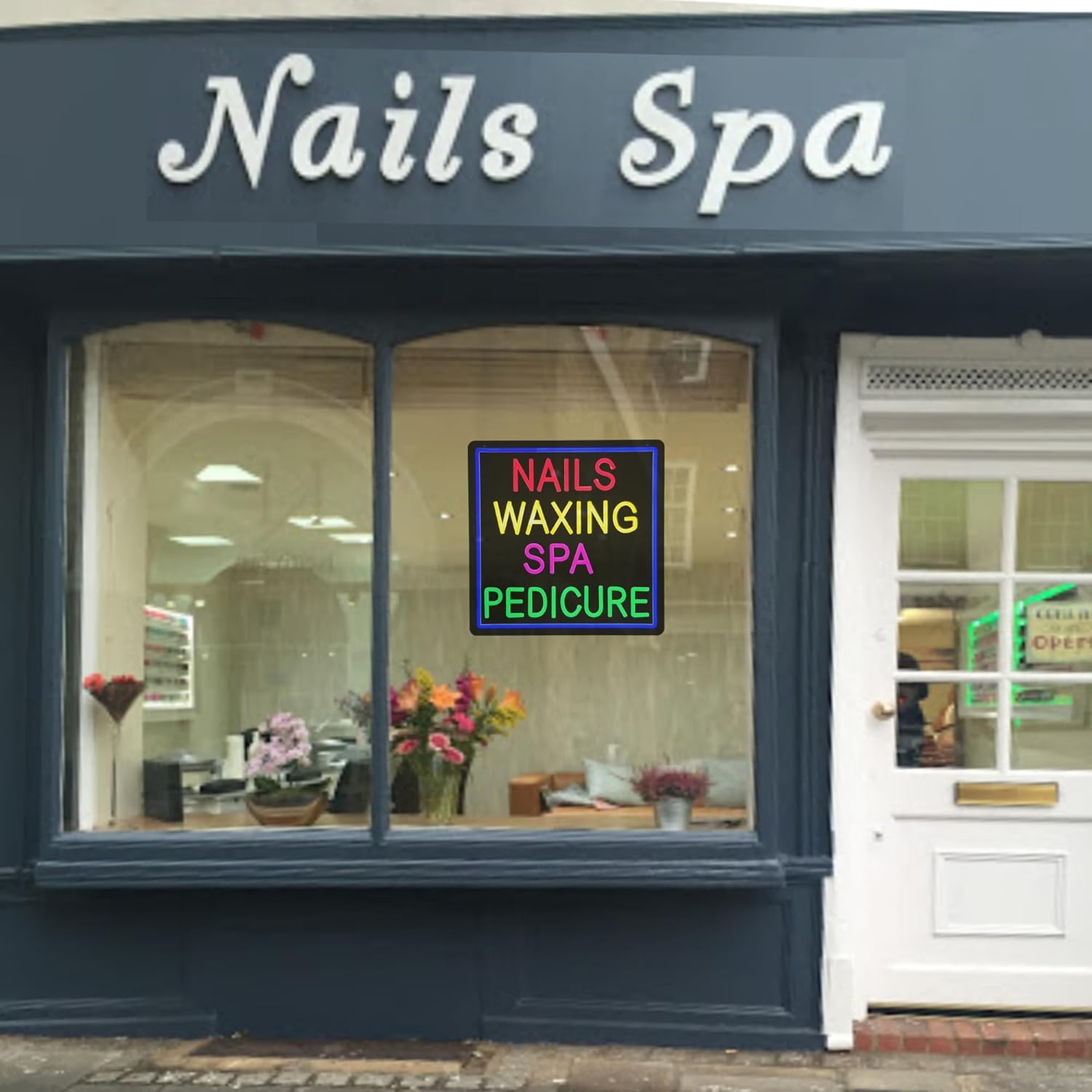 Nails Waxing Spa Pedicure Neon Sign, 16"×16", High Brightness Business Signboard for Nail Spa Bar, Beauty Skincare Studio Hair Removal Salon, Black Acrylic Backboard, Durable, Storefront Decor.