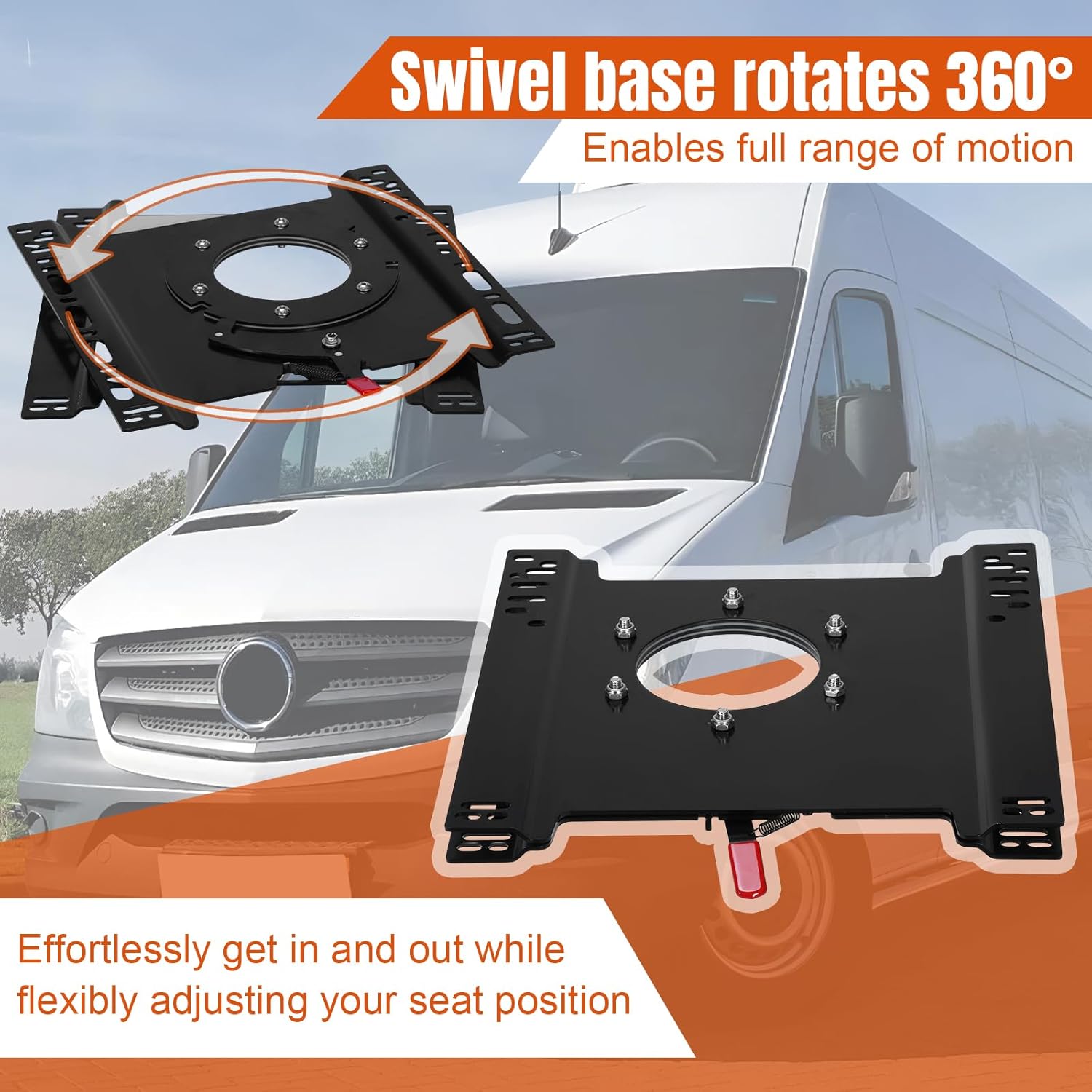 Generic for Sprinter T5/T6 Transit Vehicle Swivel Seat Mount Plate 360-Degree Rotating Conversion Turntable Base Rust Proof Car Seats Chassis General Commercial Vehicle Modification Parts
