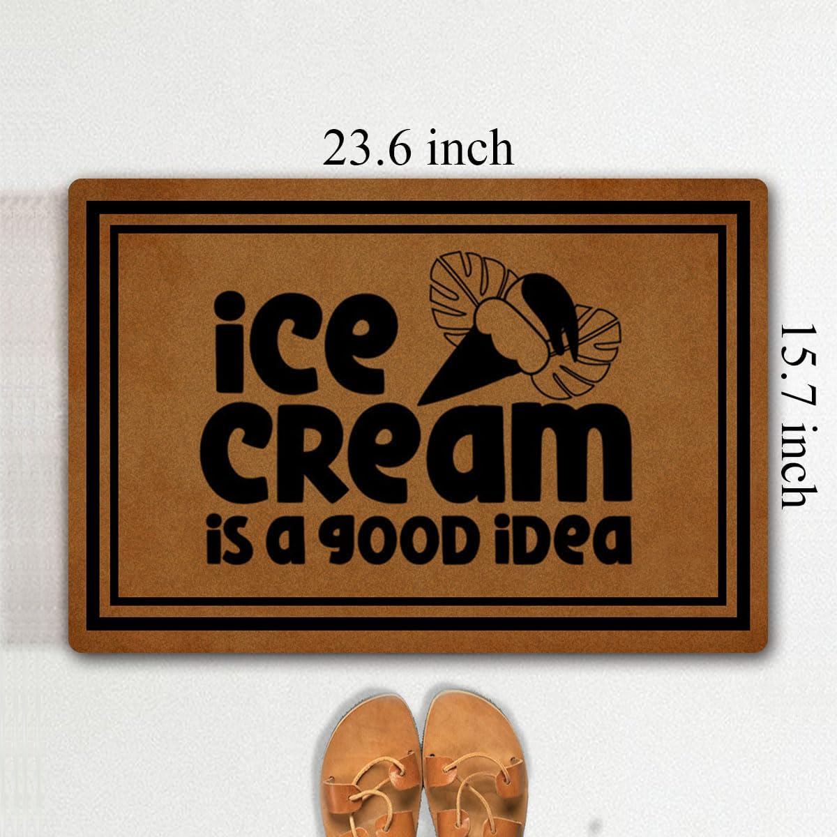 Funny Welcome Indoor Door Mats for Entrance Way Home Decor Area Rugs Ice Cream is A Good Idea Personalized Kitchen Rugs with Anti-Slip Rubber Back Novelty Gift Mat(23.7 X 15.9 in)
