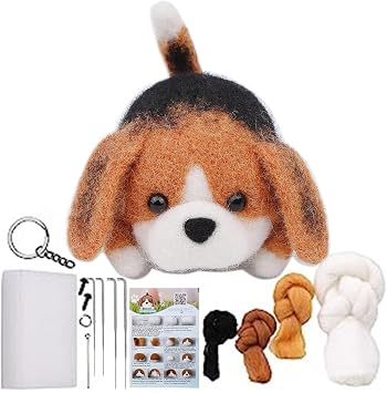 Needle Felting Kit Needle Felting Kit, Animals Needle Felting Kits for Beginners, Cute Dog DIY Felting Wool and Needles Set with Instruction for Needle Felting Craft Project