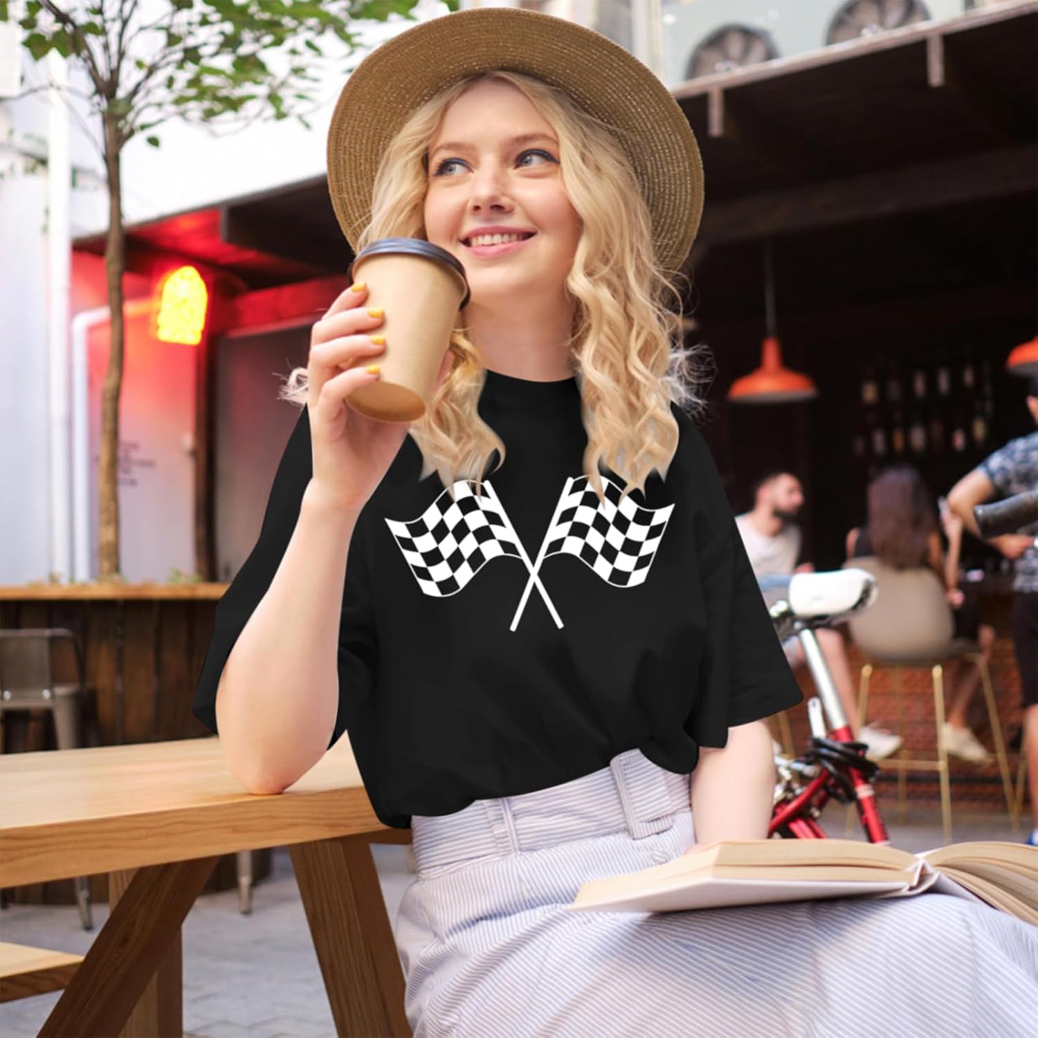 Checkered Flag Graphic Shirt for Women Racing Shirt Race Car Lover Shirts Race Day Casual Summer Tops Short Sleeve - Image 5