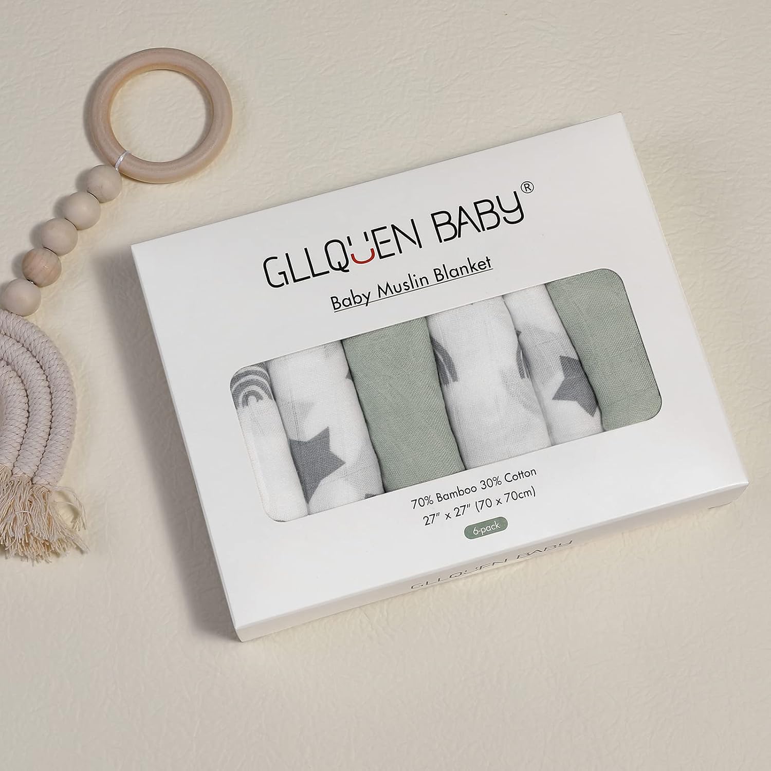 GLLQUEN BABY Muslin Squares Cloth for Baby 6pack 70cm x 70cm Cotton Burp Cloths for Newborn Absorbent & Breathable and Ideal to Clean - Image 4