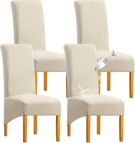 Miniatura 29 de Juego de 6 fundas impermeables para sillas de comedor extragrandes (caqui, juego de 6 XL))