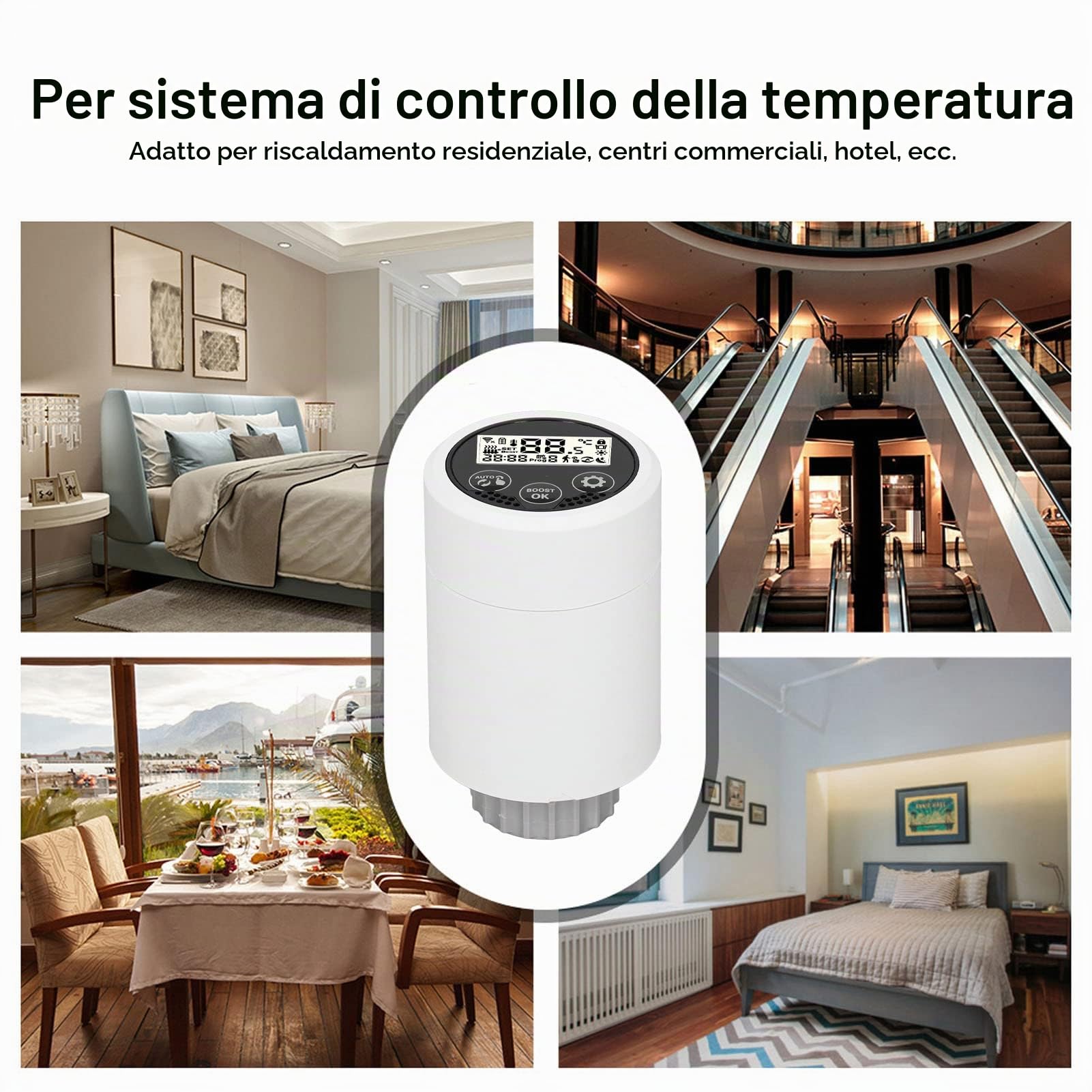 Valvola Termostatica Intelligente, Valvola Termostatica Digitale Intelligente WIFI Controller Programmabile per Termosifone con APP e Controllo Vocale, Compatibile con Alexa, per Google, per IOS, per