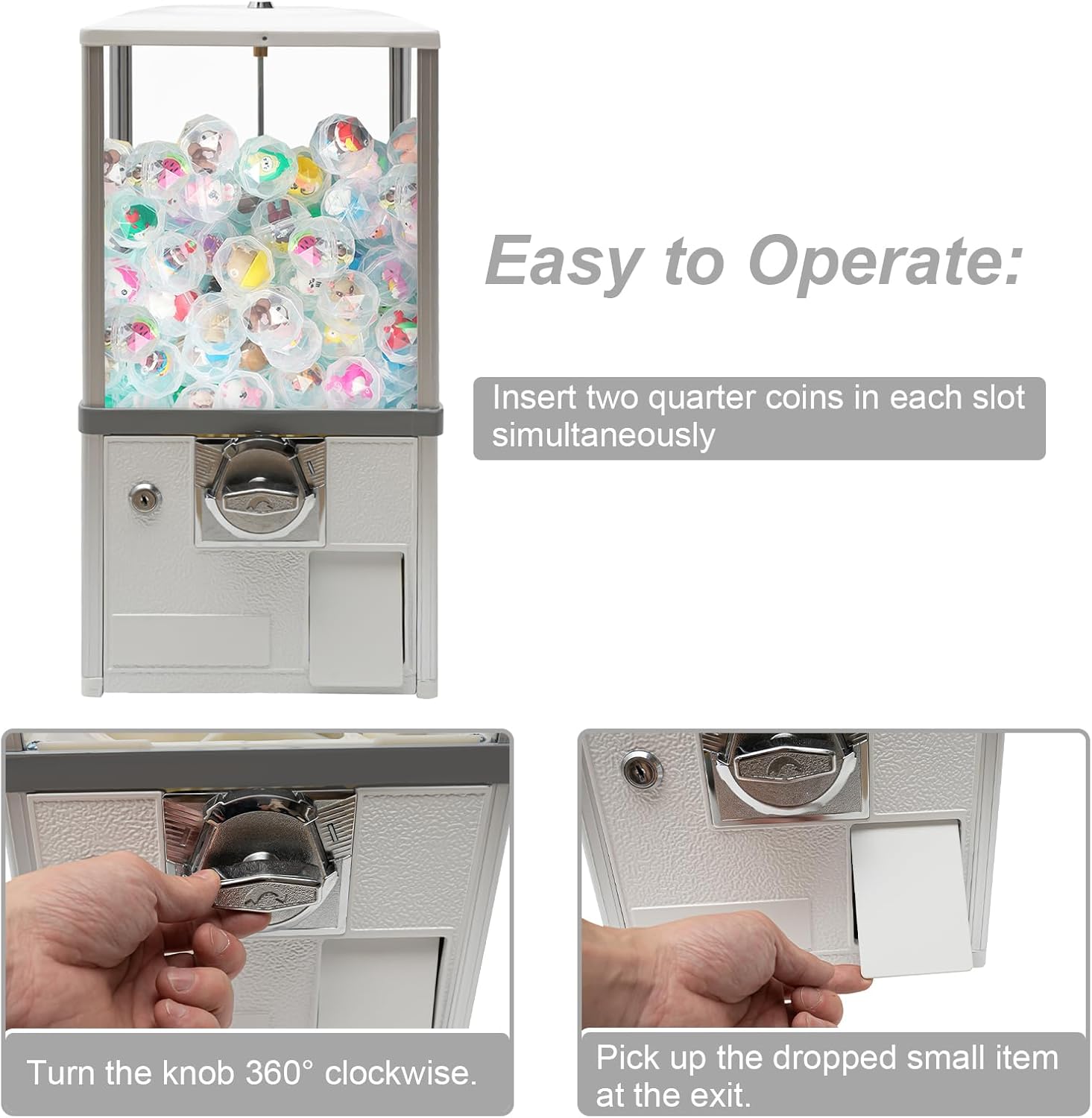 Vending Machine,Rectangle Bubble Gum Machine for Game Stores, Coin Operated Gumball Bank,3-5.5cm Ball Capsule Candy Bulk Gumball Machine for Retail Store