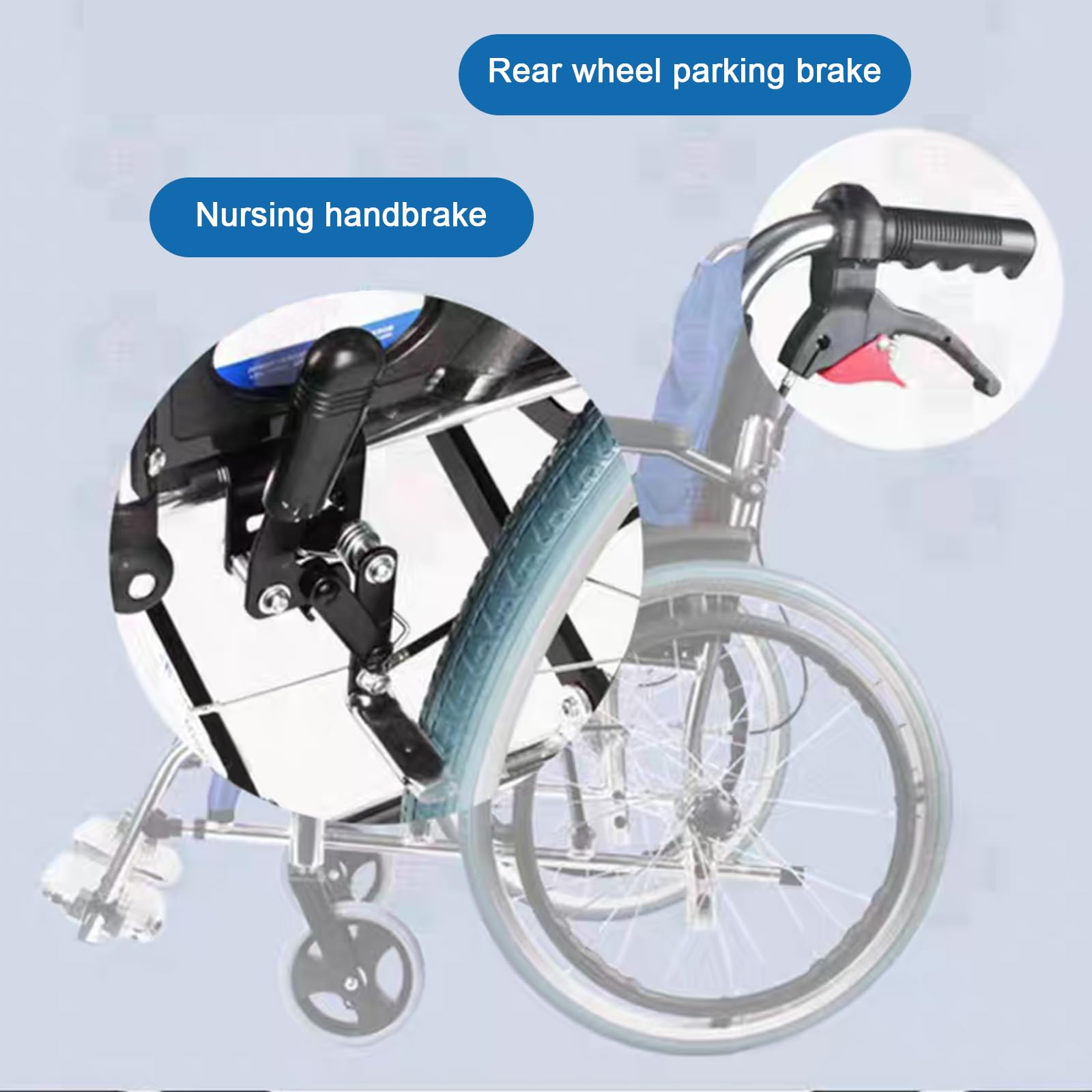 Sillas de Ruedas Plegables Silla de Ruedas Manual,Sillas de Ruedas para Adultos,Silla de Ruedas de Transporte Ultraligera Y Fácil de Usar/Small Rear Wheel