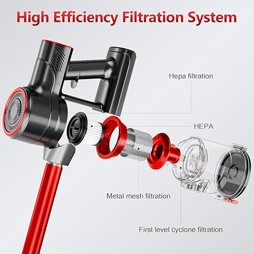 Miniatura 4 de Aspiradora de palo con cable, potente aspiradora de palo de 25 Kpa, aspiradora 2 en 1, taza de polvo de 1.2 L, aspiradora de mano con cable para
