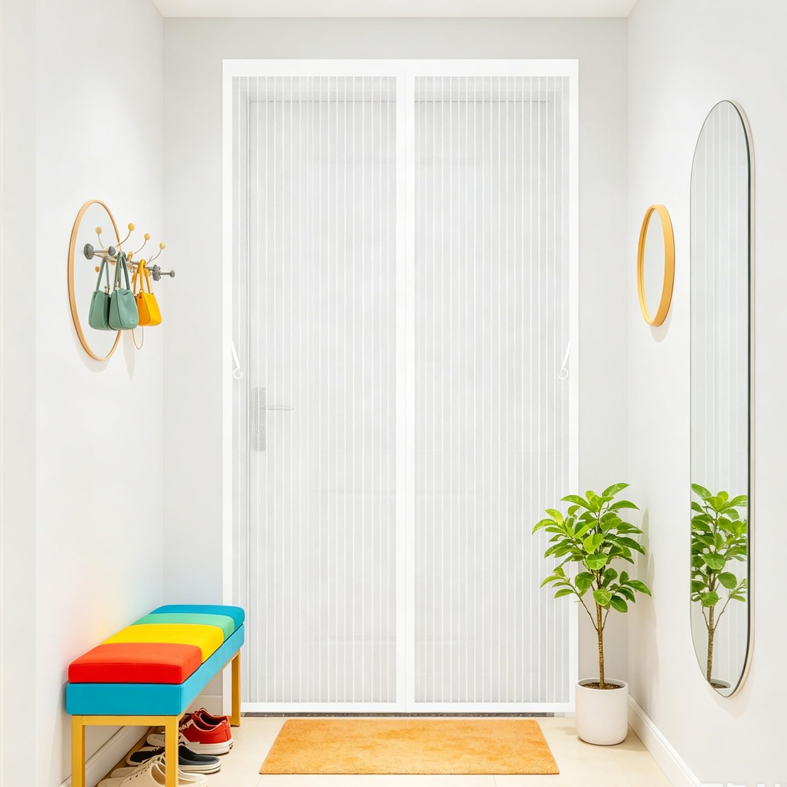 Fly Screens Doors 172 x 210 cm Hundreds of Sizes, Anti Mosquito Mesh Curtain with Powerful Magnets Magnetic Fly Curtain for Front Doors, Sliding, White