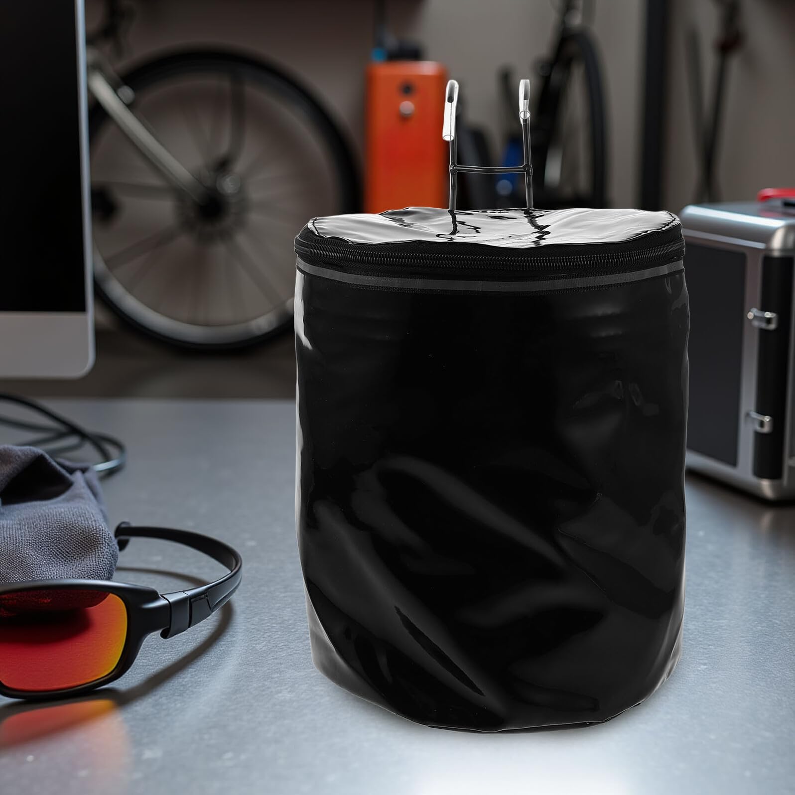 Cestino Anteriore in Tela con Zip per Bici Elettriche e Cruiser Borsa Portaoggetti Manubrio con Ganci e Striscia Riflettente per Spesa e Trasporto Quotidiano