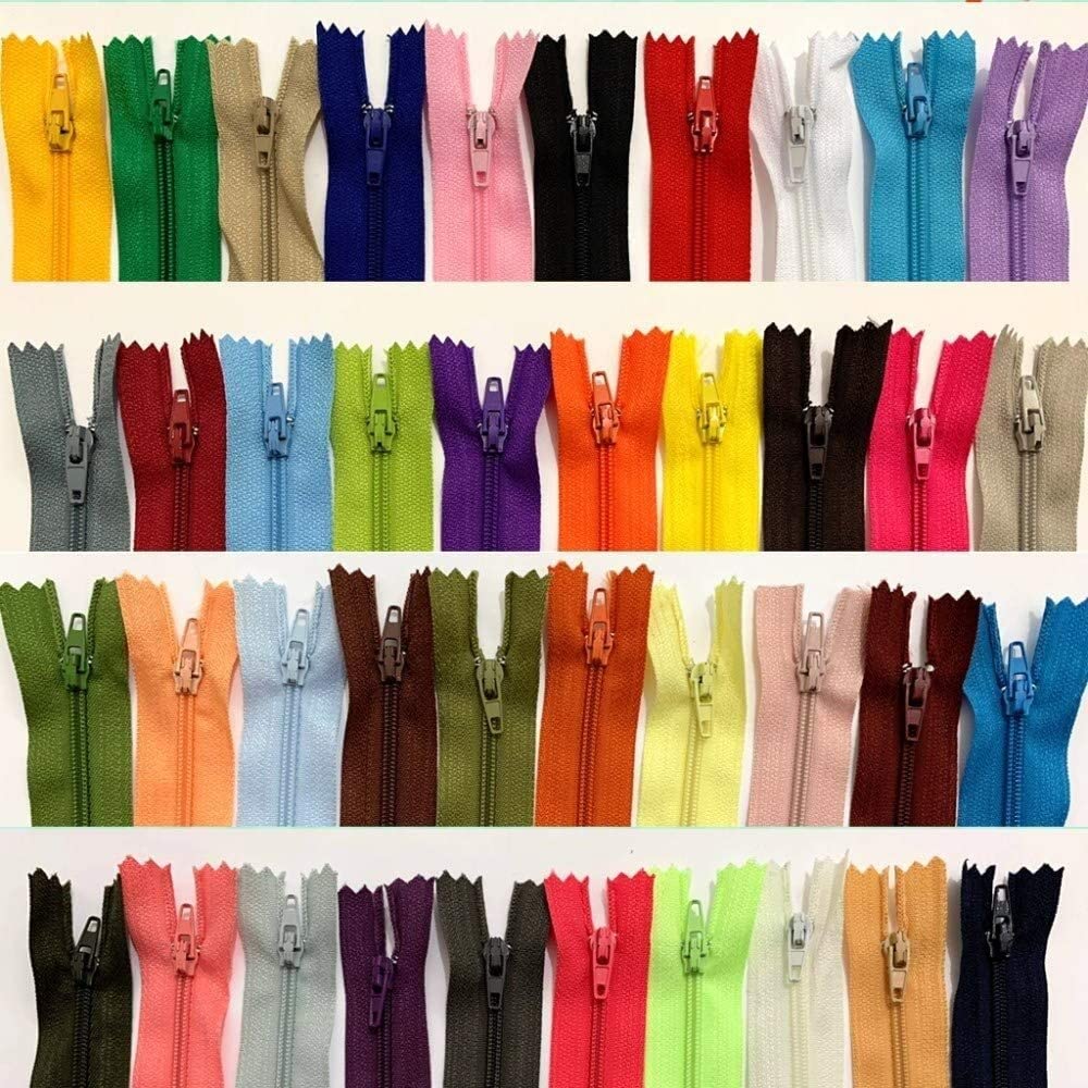 Cremallera, Cremalleras, Sujetadores de cremallera, 50 cremalleras de bobina de nylon de 23,6 pulgadas (60 cm) a granel (40 colores) (Paquete de 50 piezas de 24 pulgadas) (Tamaño : 12inch pack of 80pc