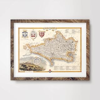 DORSET COUNTY VINTAGE MAP ART PRINT POSTER Britain British UK Antique Historical Home Decor Wall Picture A4 A3 A2 (10 Sizes)