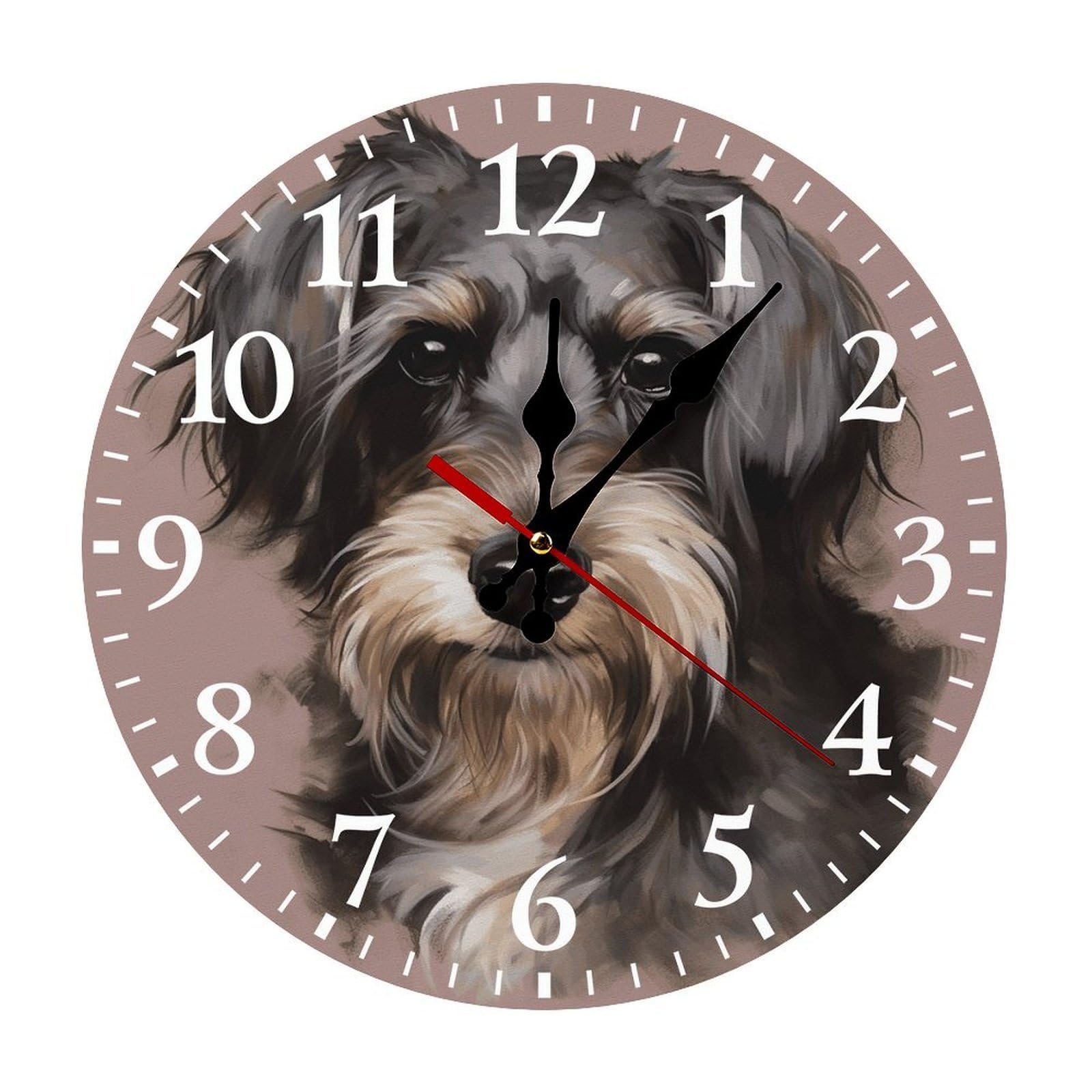 QMNLKH A Dog Wall Clock for Home, Battery Operated Clock for Hotel, Round Wall Clock with Arabic Numerals White, Easy to Read, Non-Ticking Clocks for Living Room 30 * 30cm