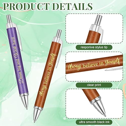 Miniatura 9 de Yeaqee 50 bolígrafos inspiradores a granel, con citas motivacionales, punta de lápiz capacitivo, regalo de Navidad, bolígrafos de tinta negra