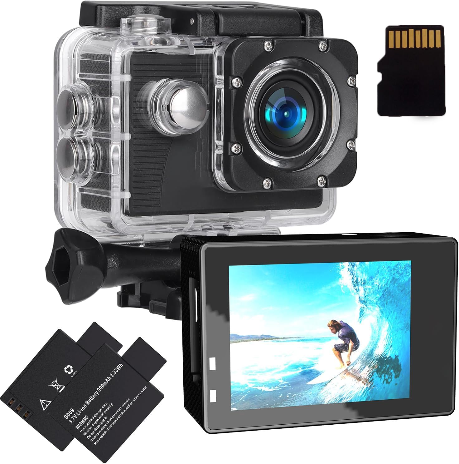 Action Camera 1080P WiFi Sports Camera 32GB Memory Card Action Camera 4xZoom 131ft Underwater Waterproof with 2 X1050mAh Batteries and Multi-Function Accessory(X2R)-image-39