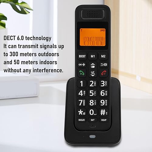 Miniatura 4 de PUSOKEI Teléfono inalámbrico con DECT 6.0, altavoz dúplex completo con pantalla LCD, teclas grandes, teclado iluminado, bloqueo de llamadas, aumento