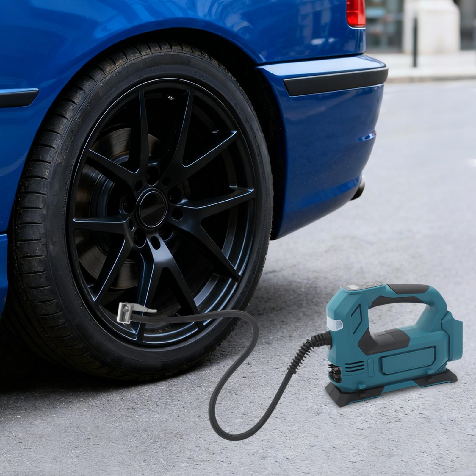 Compresor de aire inalámbrico con motor de cobre puro de 250 W, compresor de aire portátil con indicador y 4 luces LED, bomba de aire de mano inalámbrica para coches, motocicletas, bicicletas
