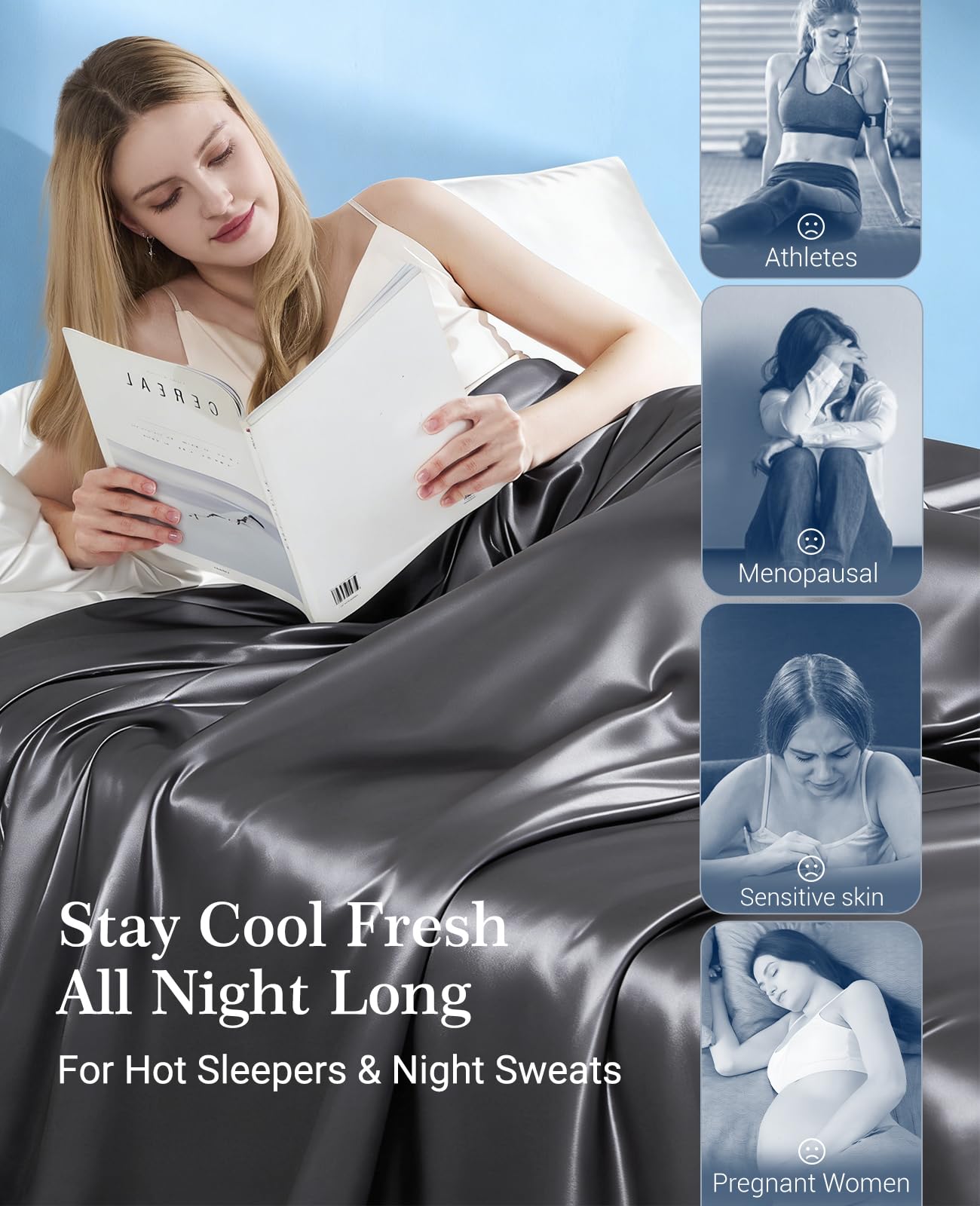 Elegear Trapunta Rinfrescante per Dormienti Nudi o Sudori Notturni,Q-Max 0.5 Piumino in Fibra Fresca Estiva Arc-Chill 3.0 Piumino Estivo Rinfrescante, Traspirante e Morbido, 150x200cm Grigio Scuro