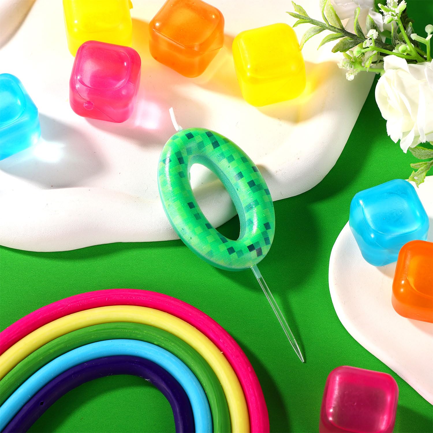 Bougie Gâteau Anniversaire Pixel, Bougie Numéro Impression Pixel Décorations De Gâteau Numérotées Pour Anniversaire Mariage Fêtes à Thème (2