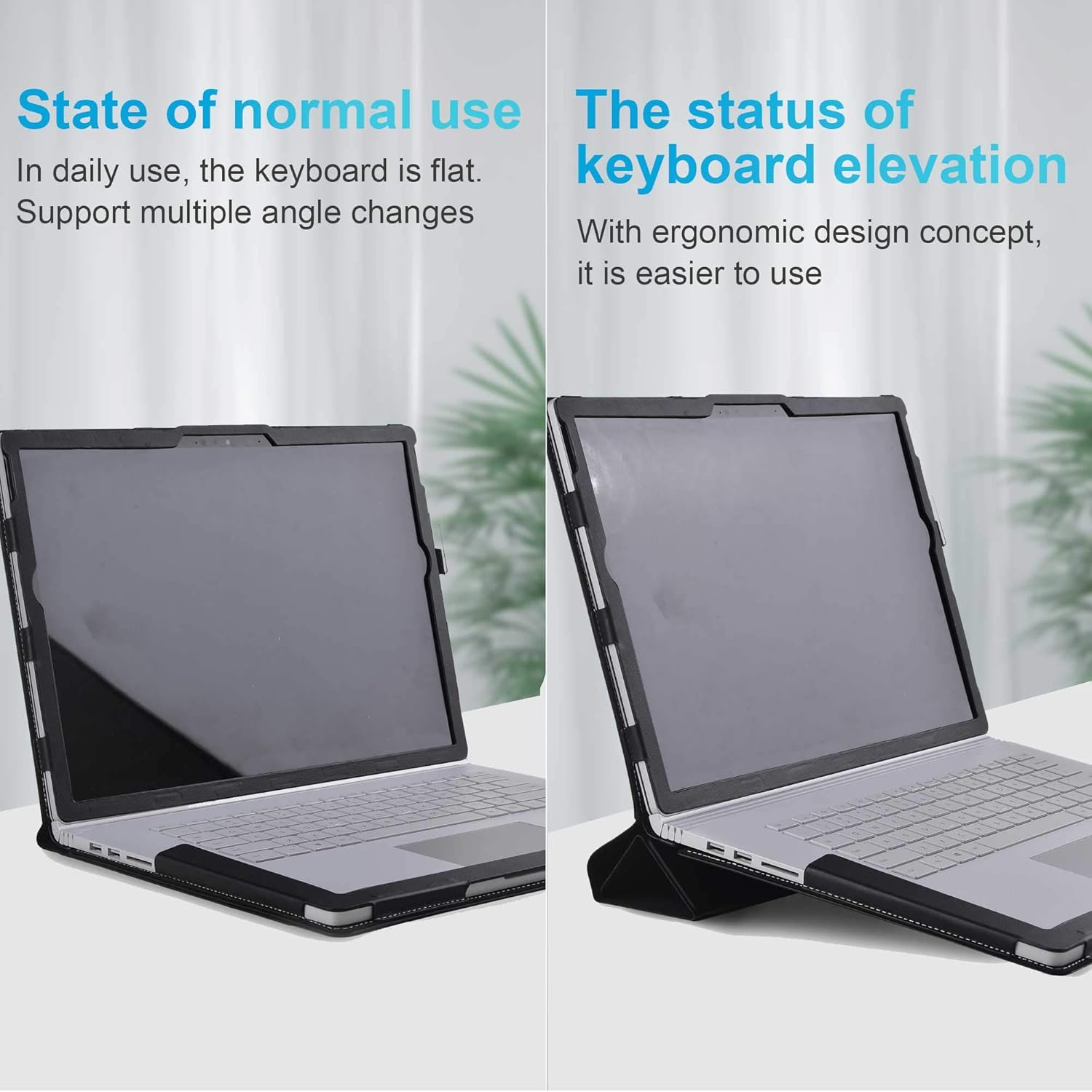 Laptop Cover Case for Microsoft Surface Book 3 15 inch/Surface Book 2 15", Premium PU Leather Detachable Protective Flip Folio Case, Two Ways to use (for surfacebook 2/3 15 inch, Black)