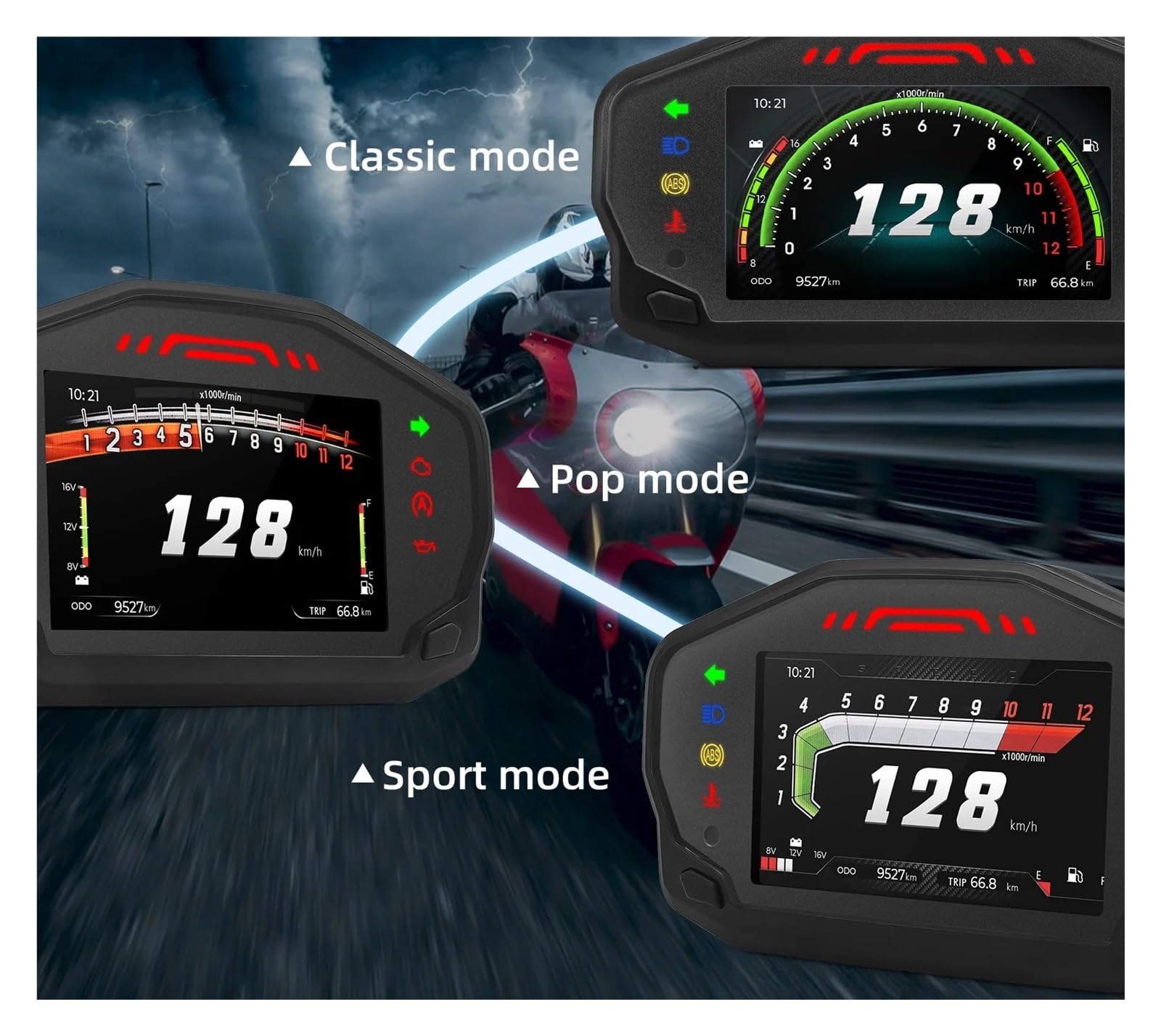 Velocímetro Digital para motocicletas, para motor digital de 2/4 | Tacómetro universal HD para motocicletas, para motor digital de 2/4 cilindros, para todas las motocicletas.