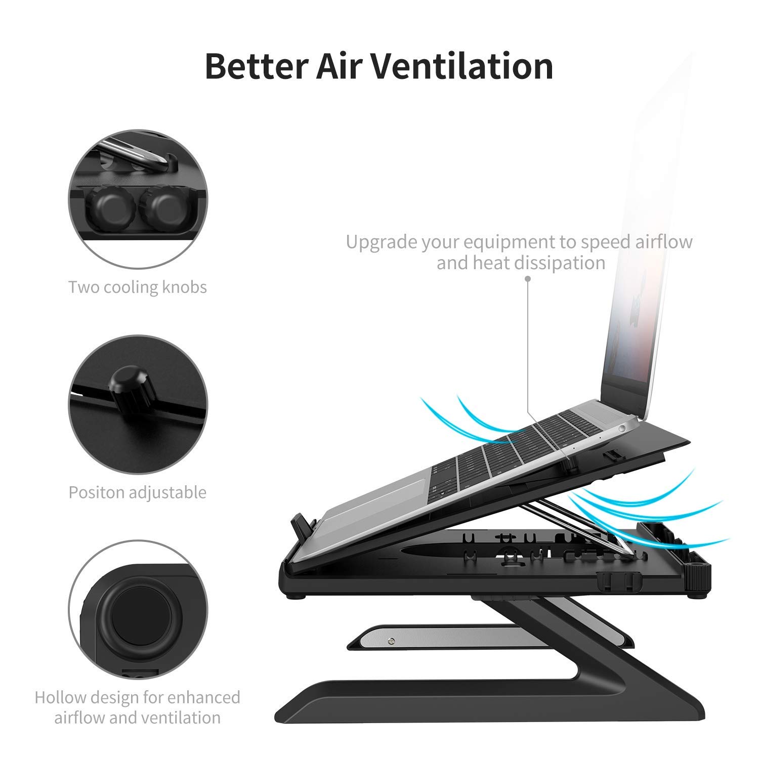 Olmaster Laptop Stand, MutiAngle Adjustable Portable Foldable Stand with HeatVent, Ergonomic