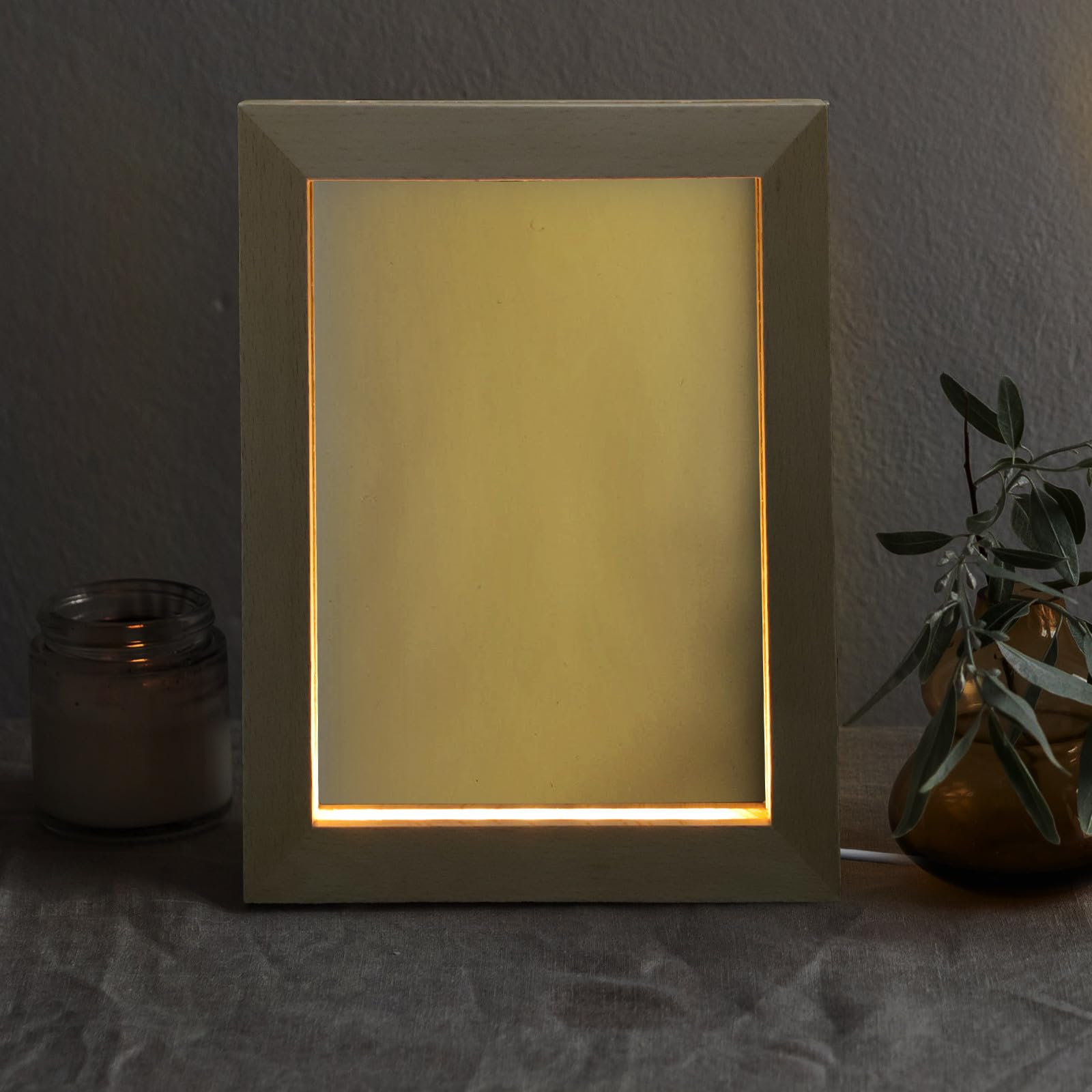STOBAZA Marco de Fotos Luminoso LED 3d de Madera Maciza 230x170 Mm Luz Cálida para Decoración de Mesa en Hogar, Marco Único y Compacto para Exhibición Significativa de Fotos