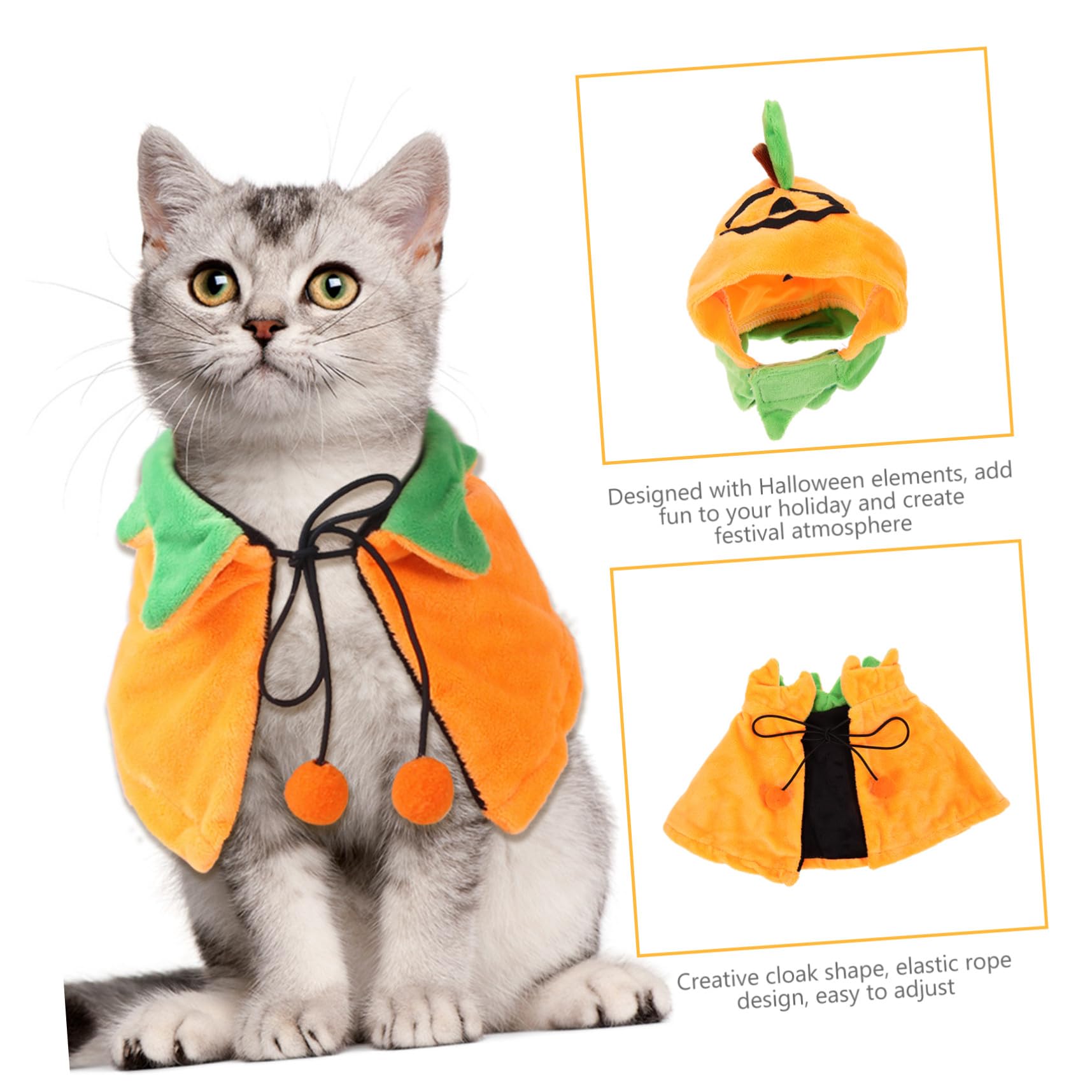 BESPORTBLE 5sets Costumi Per Animali Domestici Cappello e Mantello Tema Zucca Per Halloween Accessori Per Cani e Gatti Abbigliamento Festivo Per Feste e Occasioni Speciali