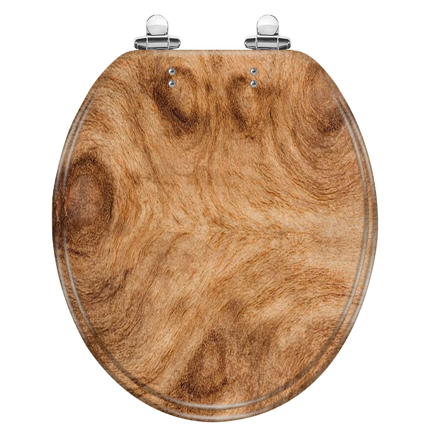 Tazyyzuu Multi9 Cedar Wood Resin Round Toilet Seat With Slow Close Lid Quick Release Hinges Easy Clean Design(,Round)