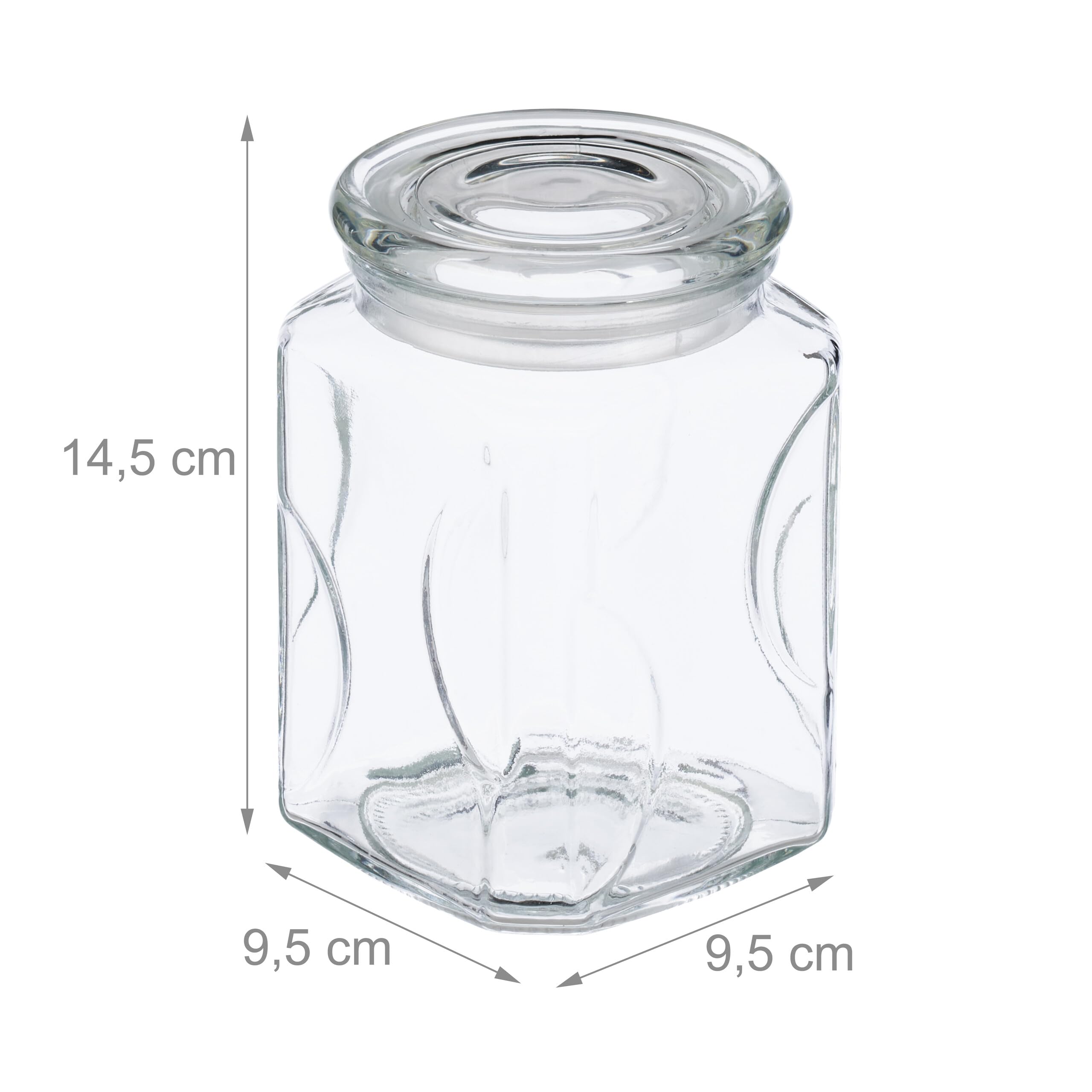 Relaxdays Barattoli di Vetro con Coperchio, Set da 8, Contenitori da 750 ml, Ermetici, Sale Zucchero caffè, Trasparenti