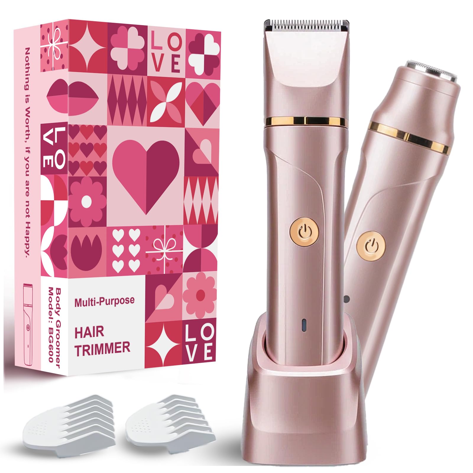 Bikini Trimmer for Women 2-in-1 Electric Razors for Women with Body &amp; Facial Heads, Rechargeable Bikini Shaver for Smooth Pubic &amp; Body Grooming, Waterproof, Portable &amp; Travel-Friendly Gift
