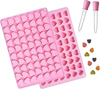 Vista 1 de Heart Silicone Gummy Molds 2 Pack with 2 Droppers, Mini Heart Chocolate Mold, Non-Stick Food Grade Ice Cube Tray for Hard Candy, Homemade treats