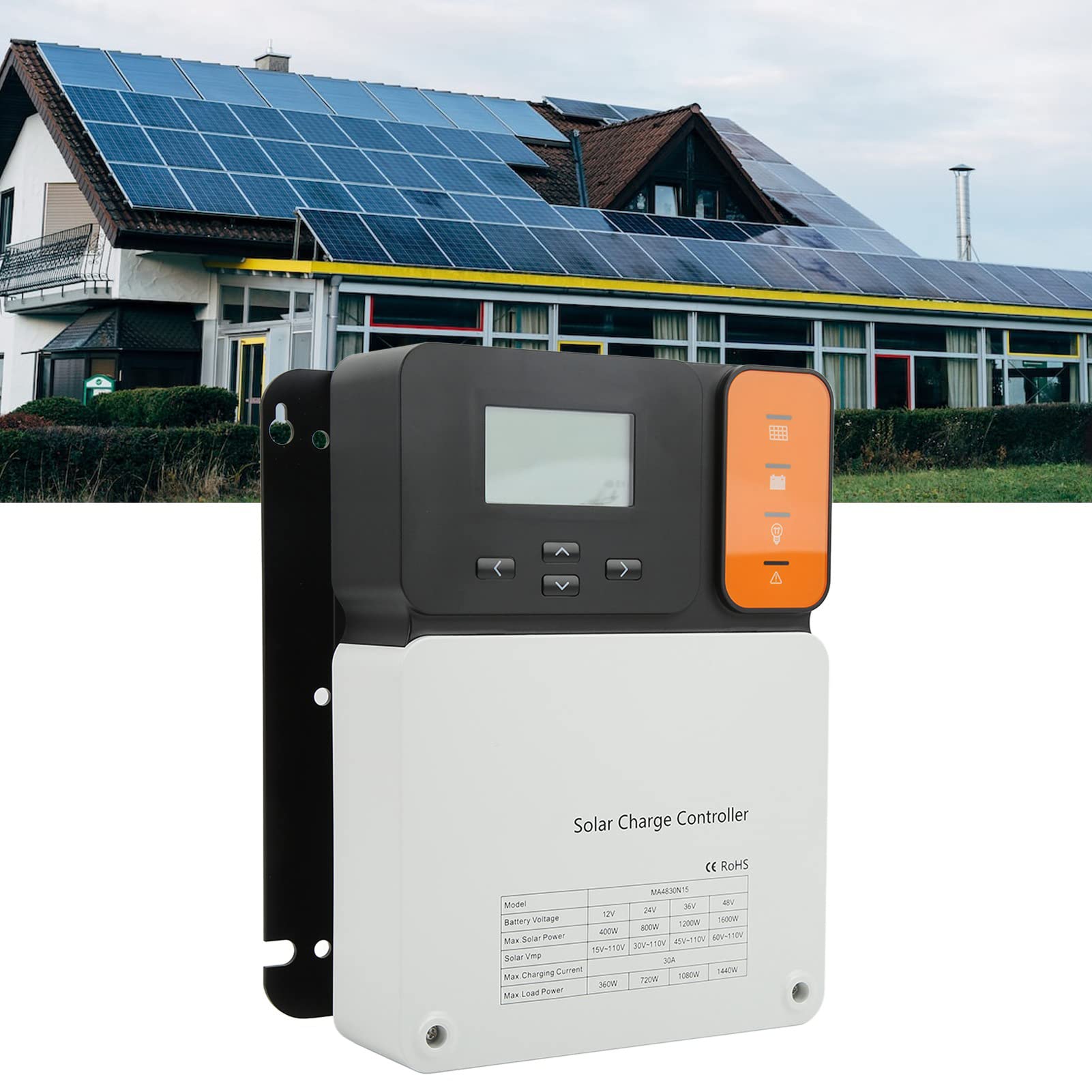 Ejoyous Kontroler ładowania Słonecznego MPPT 30A Regulator Panelu Słonecznego ze Stopu Aluminium do Systemów 12 V 24 V 36 48 , Wejście PV 150 , Przechowywanie Danych Przez 300 Dni, Użytkowanie RV