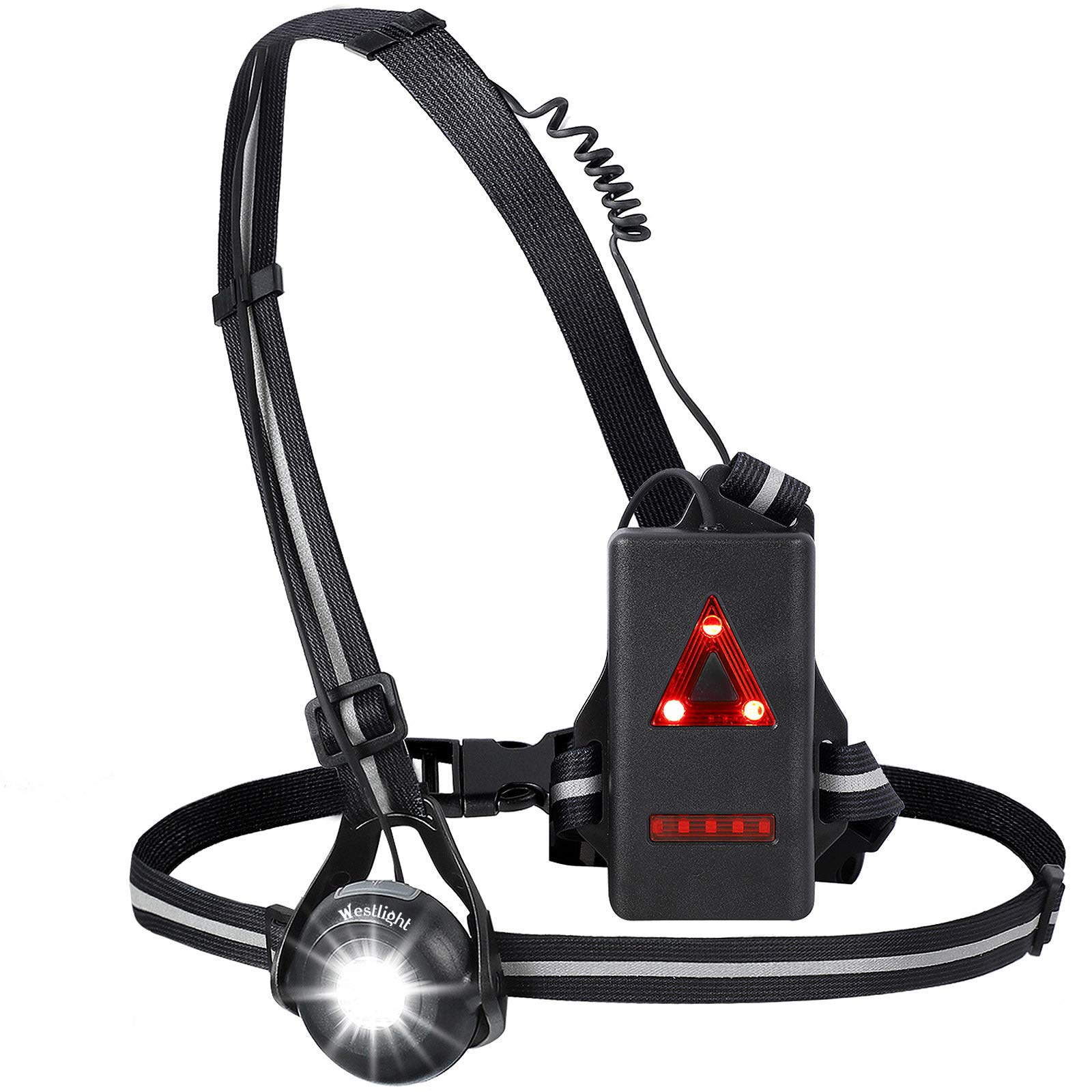 Running Lights for Runners, USB Rechargeable LED Light Vest for Running at Night, 90°Adjustable Beam, 500 Lumens Reflective Running Torch Chest, IPX5 Waterproof Run Light, Jogging Lights for Walking