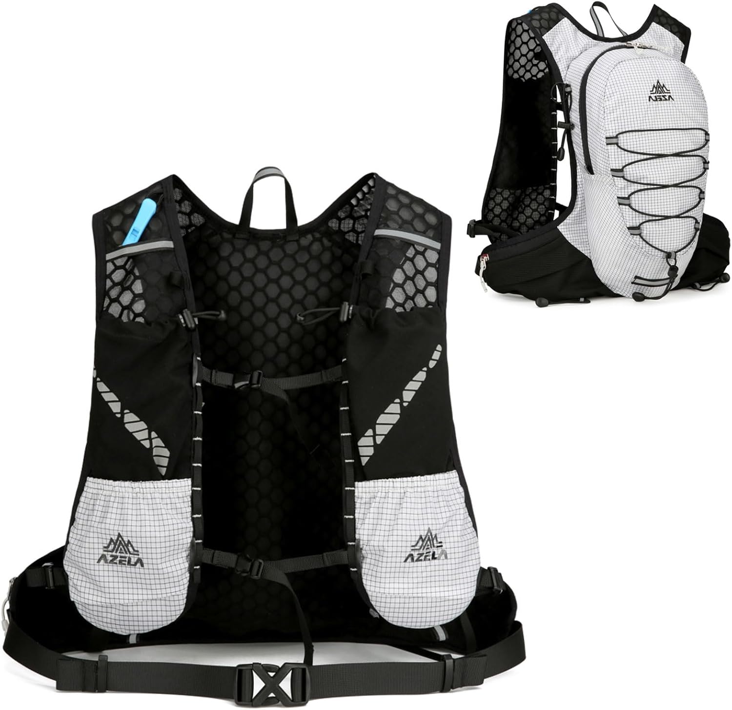Azarxis Hiking Hydration Pack Running Backpack 18L Daypack Vest Lightweight for Women Men Cycling Biking Trail Race Rave (White - Only Backpack)