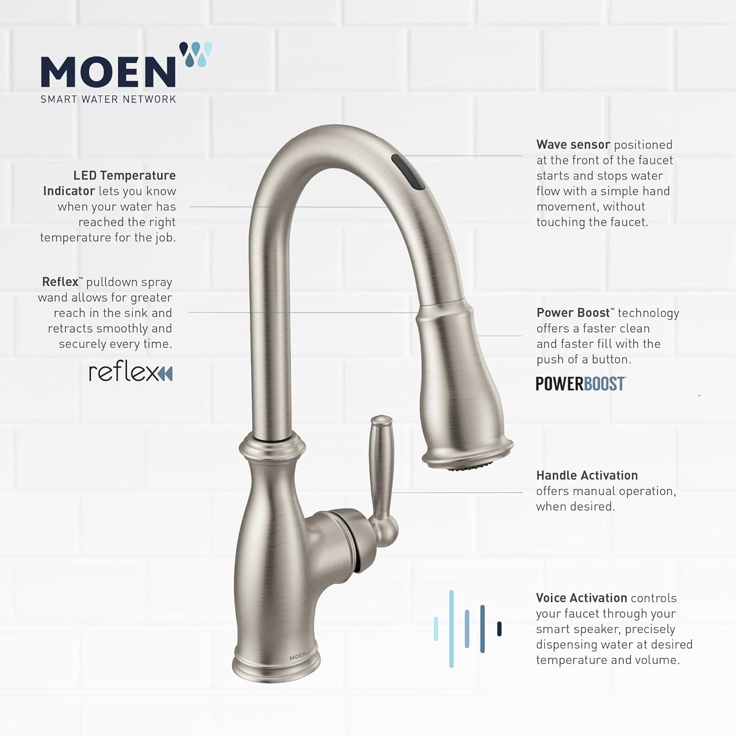 Flash Deals - 70% OFF Moen 7185EVC Brantford Smart Touchless Pull Down Sprayer Kitchen Faucet with Voice Control and Power Boost, Chrome Exclusive Discount 90% Price Moen 7185EVC Brantford Smart Touchless Pull Down Sprayer Kitchen Faucet with Voice Control and Power Boost, Chrome