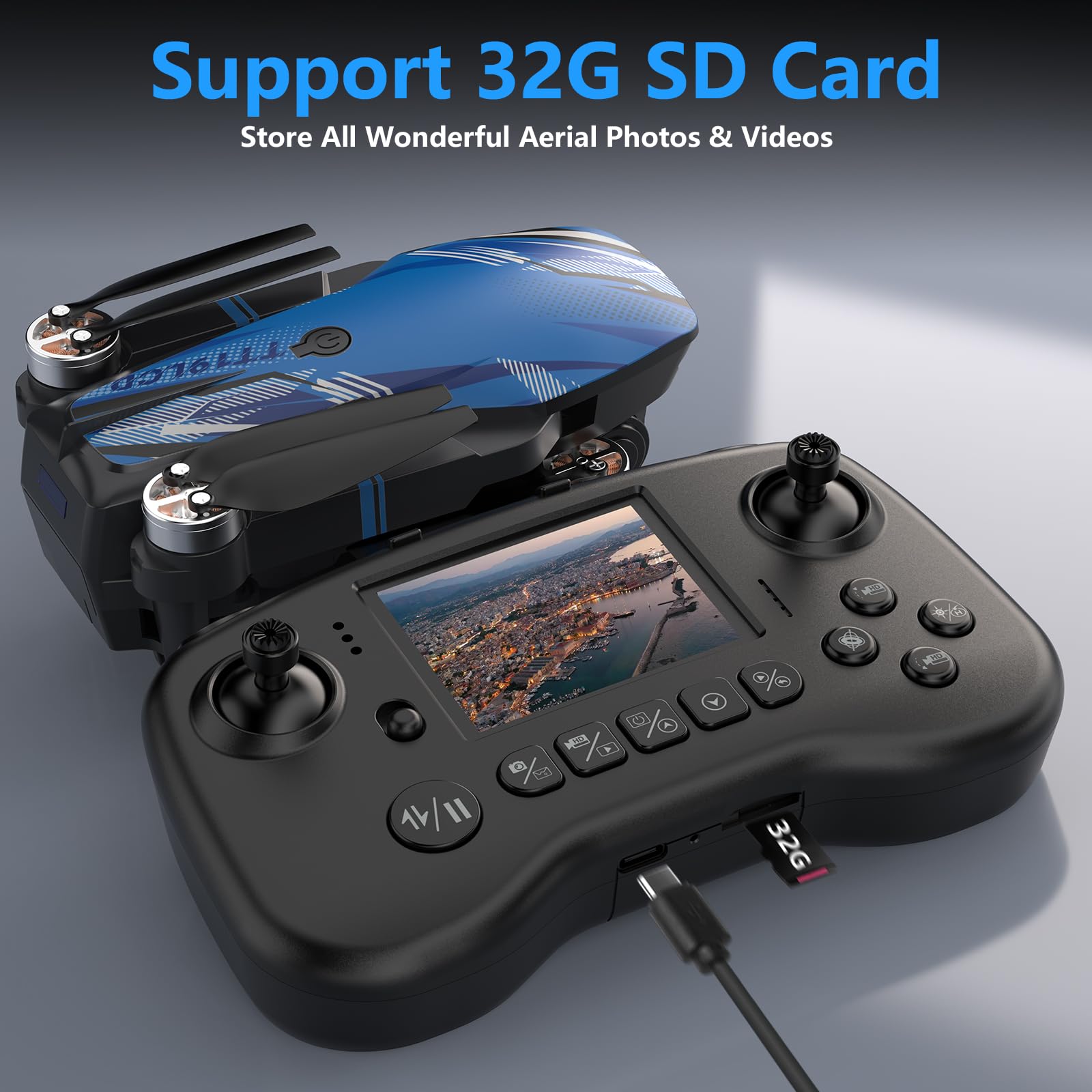 FPV Droni per Adulti Drone con Camera, Schermo LCD FPV Live Video, Motore Brushless, Sistema di Prevenzione Ostacoli a 270°, 3D Flips, Peso Inferiore a 250g, Supporta Schede SD fino a 32 GB Regalo