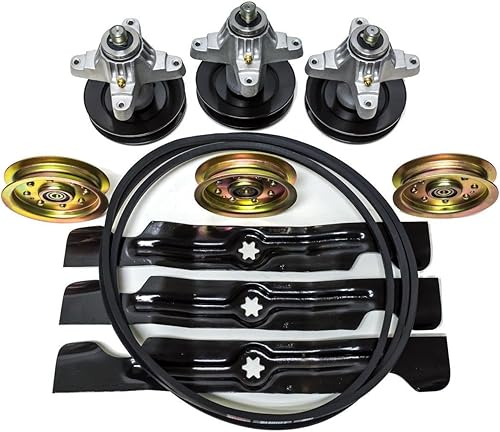 Miniatura 2 de Kit completo de reconstrucción de husillos poleas cuchillas de cinturón compatibles con Cub Cadet MTD 50" RZT RZT50 Zero Turn 742-04053A 918-04126