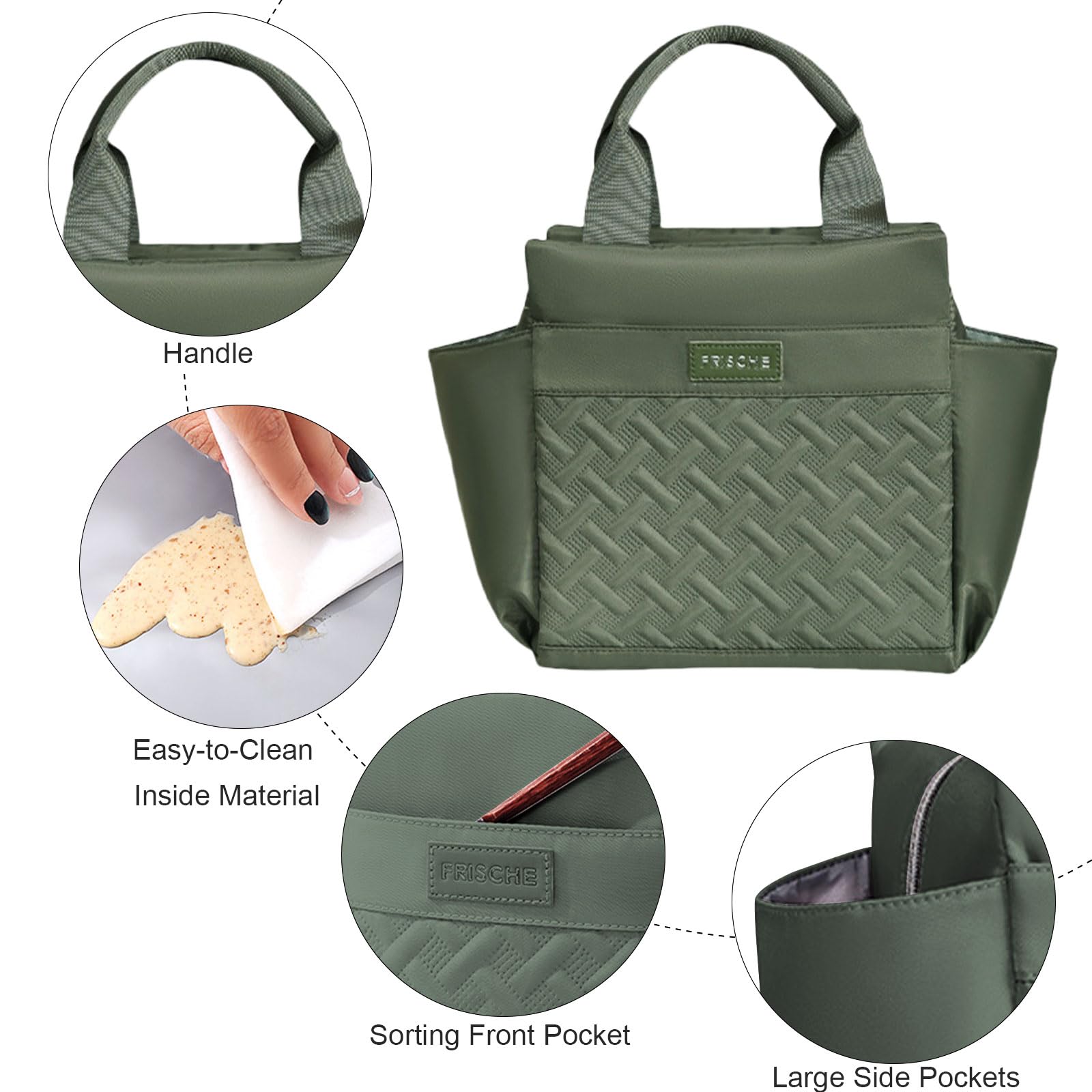 FAVORTALK Lunch Bag Adults Women Thermal Lunch Bags for Women Insulated Lunch Tote Bag 10L Reusable Waterproof Leakproof Cooler Bag with Handle for Work Shopping Picnic Beach Outdoor Black - Image 3