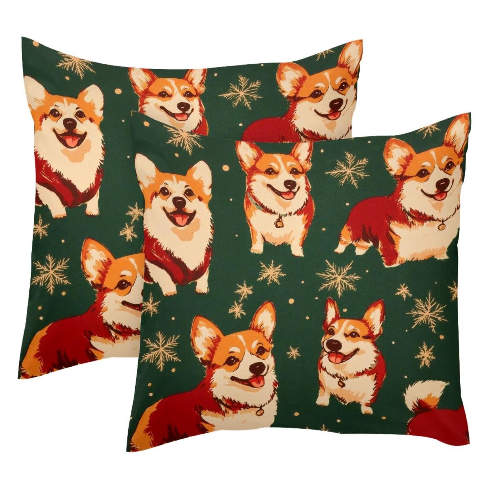 Housses de coussin Noël Corgi en velours, le cadeau parfait pour les amoureux des chiens