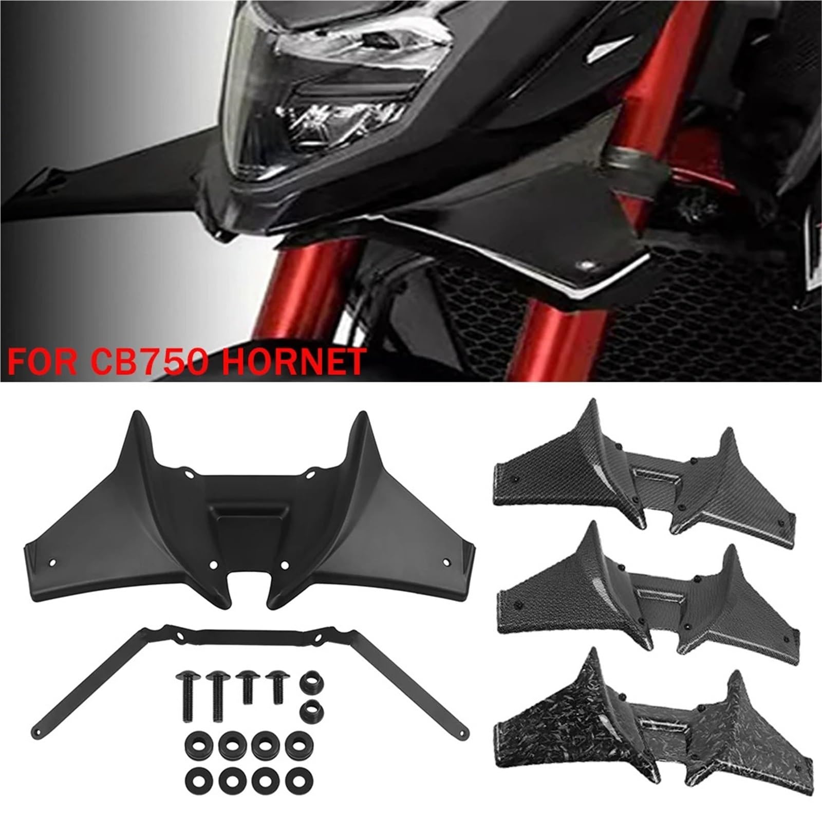 Front Bumper Splitter dachowy Pasuje do Honda CB750 Hornet 2023-2025 Up, przedni spojler dociskowy, skrzydło, spojlery aerodynamiczne