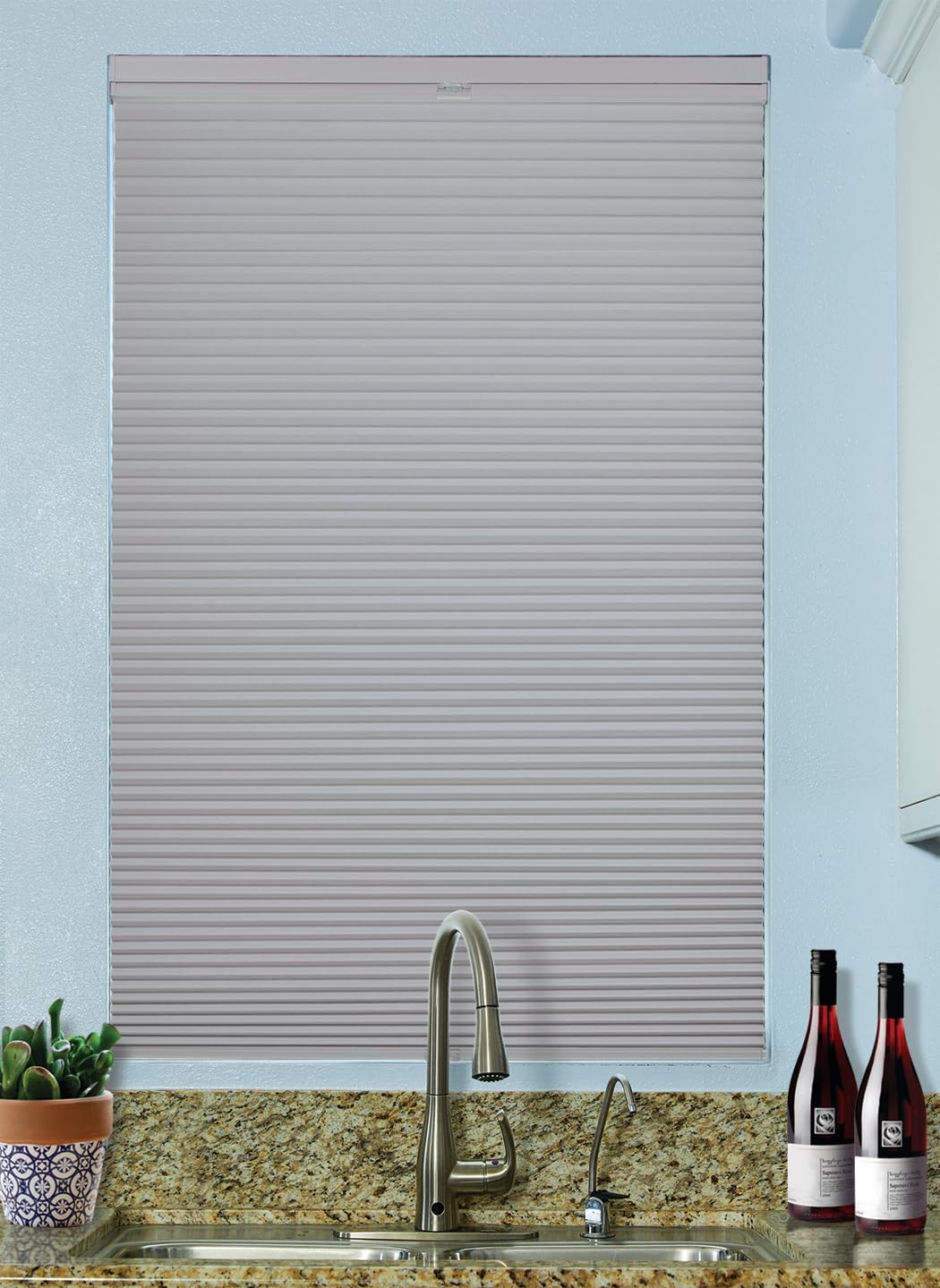 BlindsAvenue Cordless Top Down Bottom Up Cellular Honeycomb Shade, 9/16" Single Cell, Blackout, Gray Sheen, Size: 26.5" W x 72" H