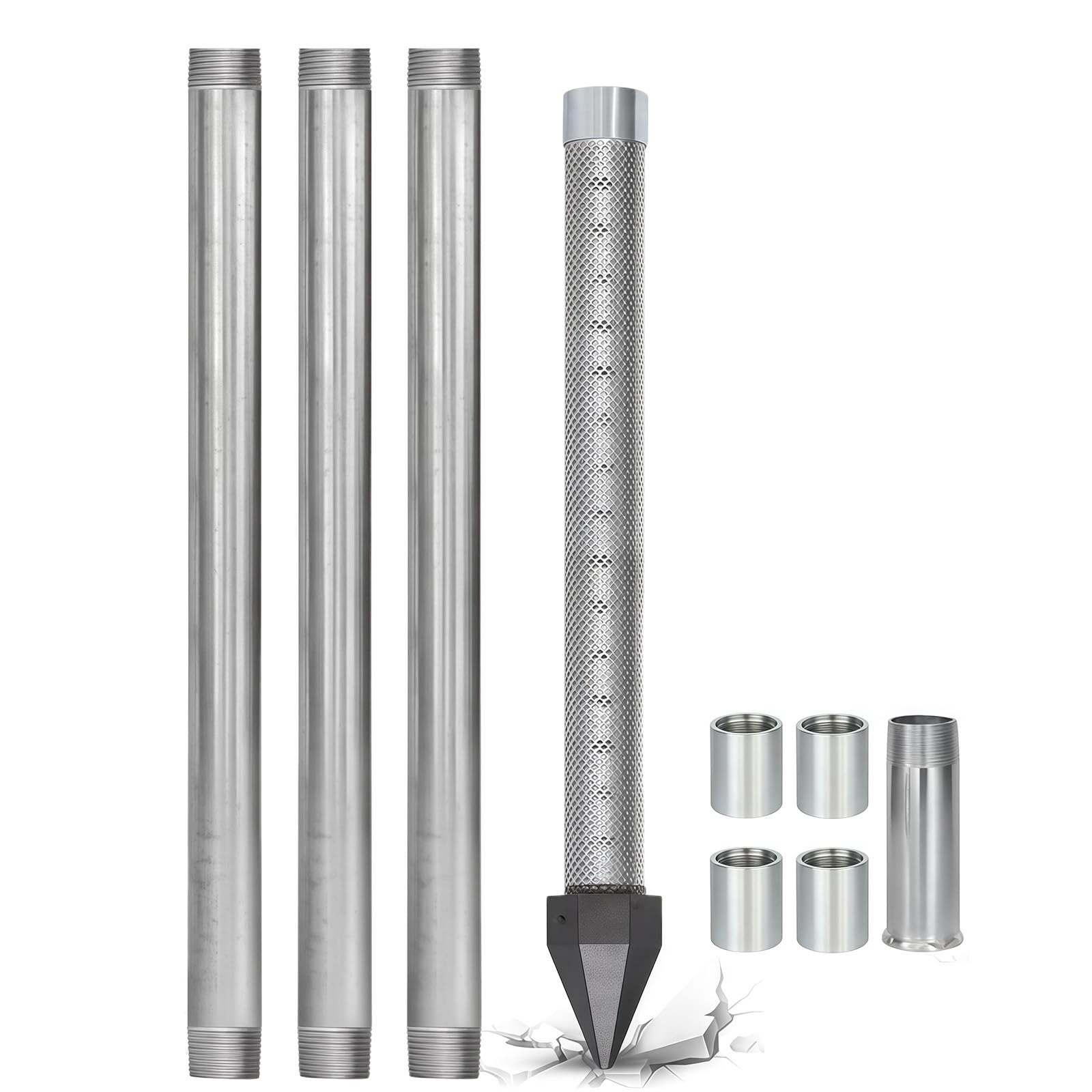 Galvanized Pipe Well Drive Point Kit, for Shallow Wells 3+1kit-4m