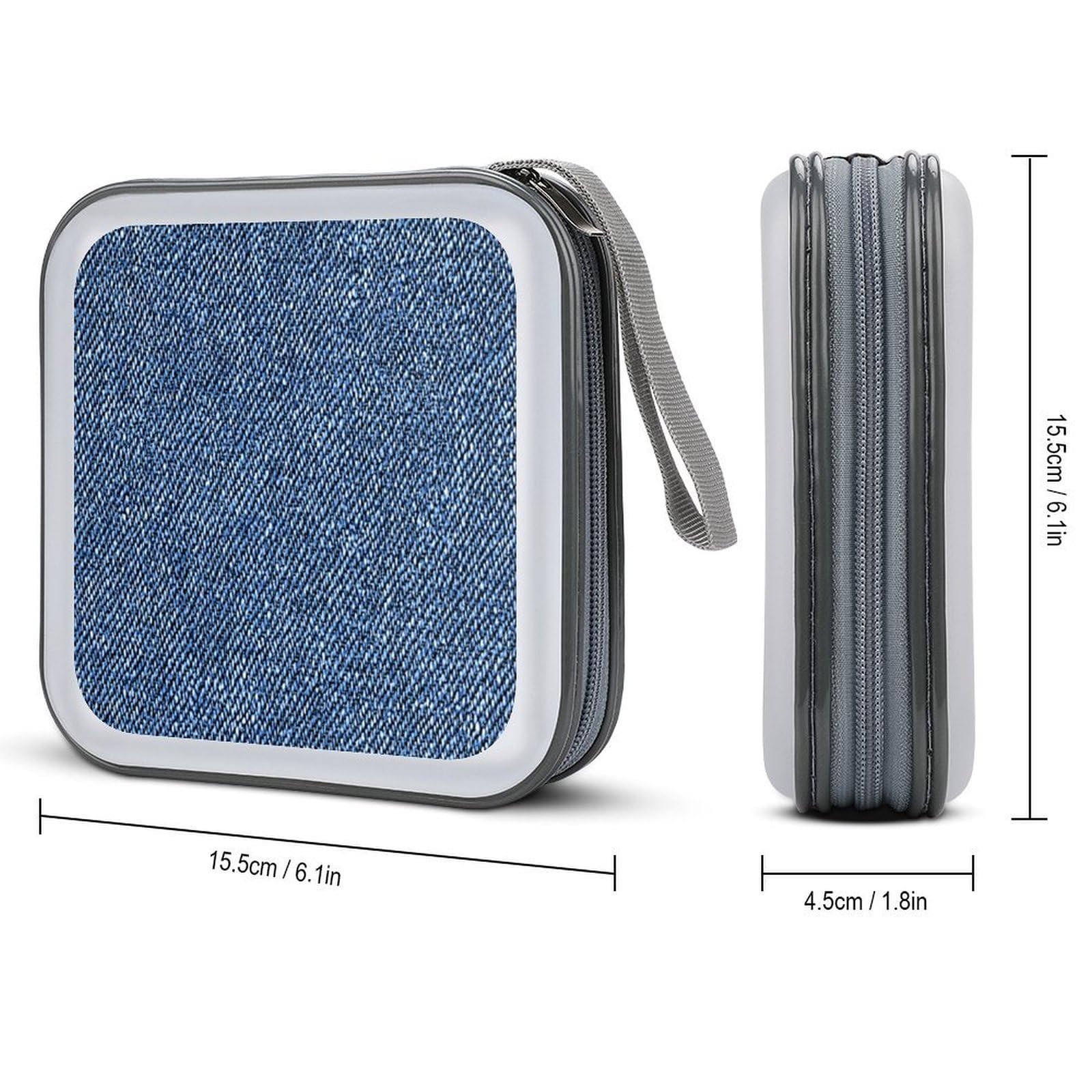 DuduYH Denim Fabric Texture CD Case DVD Storage Case Portable for Car Home Travel