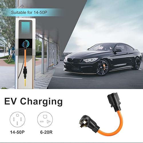 Miniatura 8 de HENGYI Cable adaptador de soldador NEMA 14-50P a 6-20R, STW resistente 10AWG, adaptador de 4 clavijas de 250 V a 20 A 6-20, adaptador de secadora EV