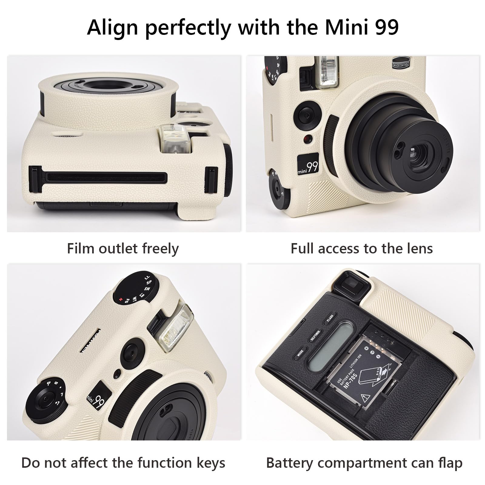 VOVMOEYA Protective Case compatible with Fujifilm Mini 99,Premium soft sillicone Mini99 Camera Case for Fuji Mini 99 Instant Camera Lightweight Full Covered Soft Gel Rubber Case Cover Shockproof-WHITE - Image 2
