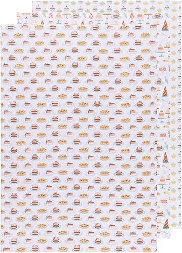 Now Designs Floursack - Juego de toallas de cocina de algodón de secado rápido, 3 unidades, paseo de pastel, 20 x 30 pulgadas